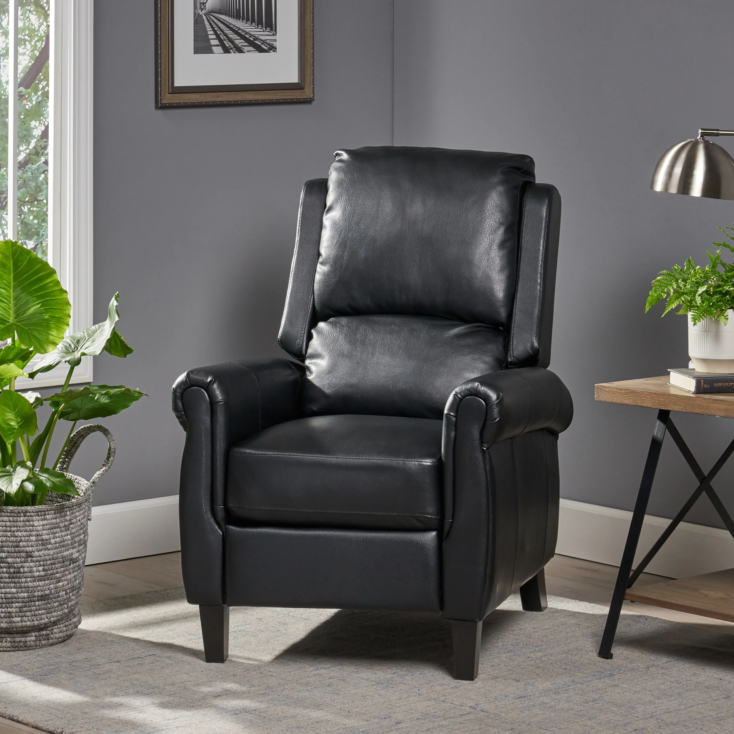 Manual PU Tufted Recliner Chair with Wooden Frame