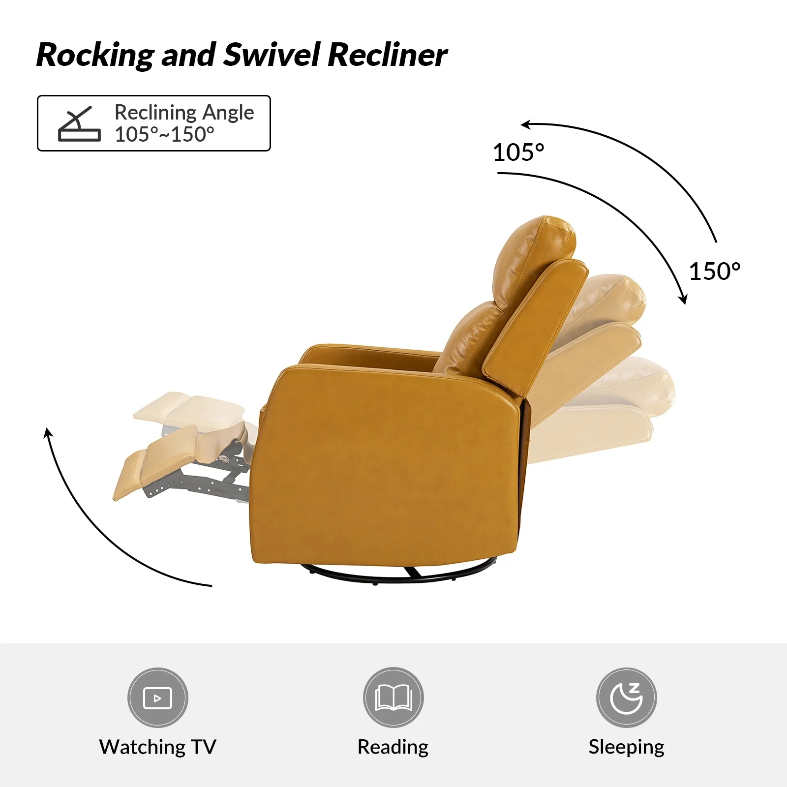 Esteban Modern Faux Leather Manual Rocking Swivel Recliner with Wingback