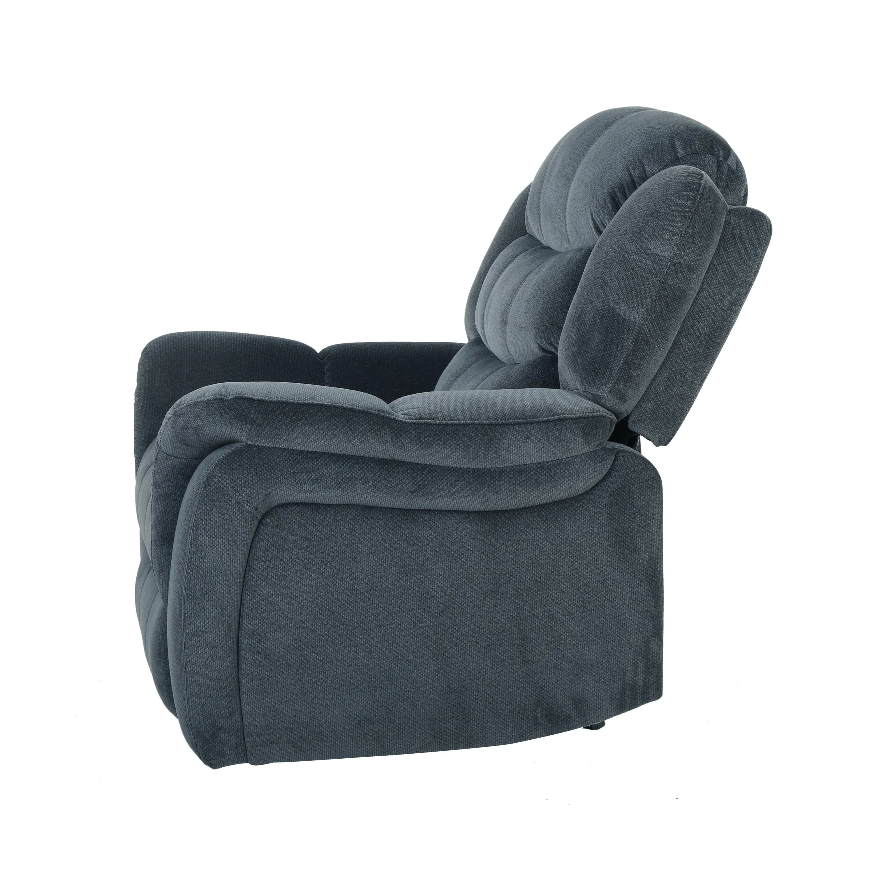 Classic Design, Steel Plush Fabric, Glider Recliner