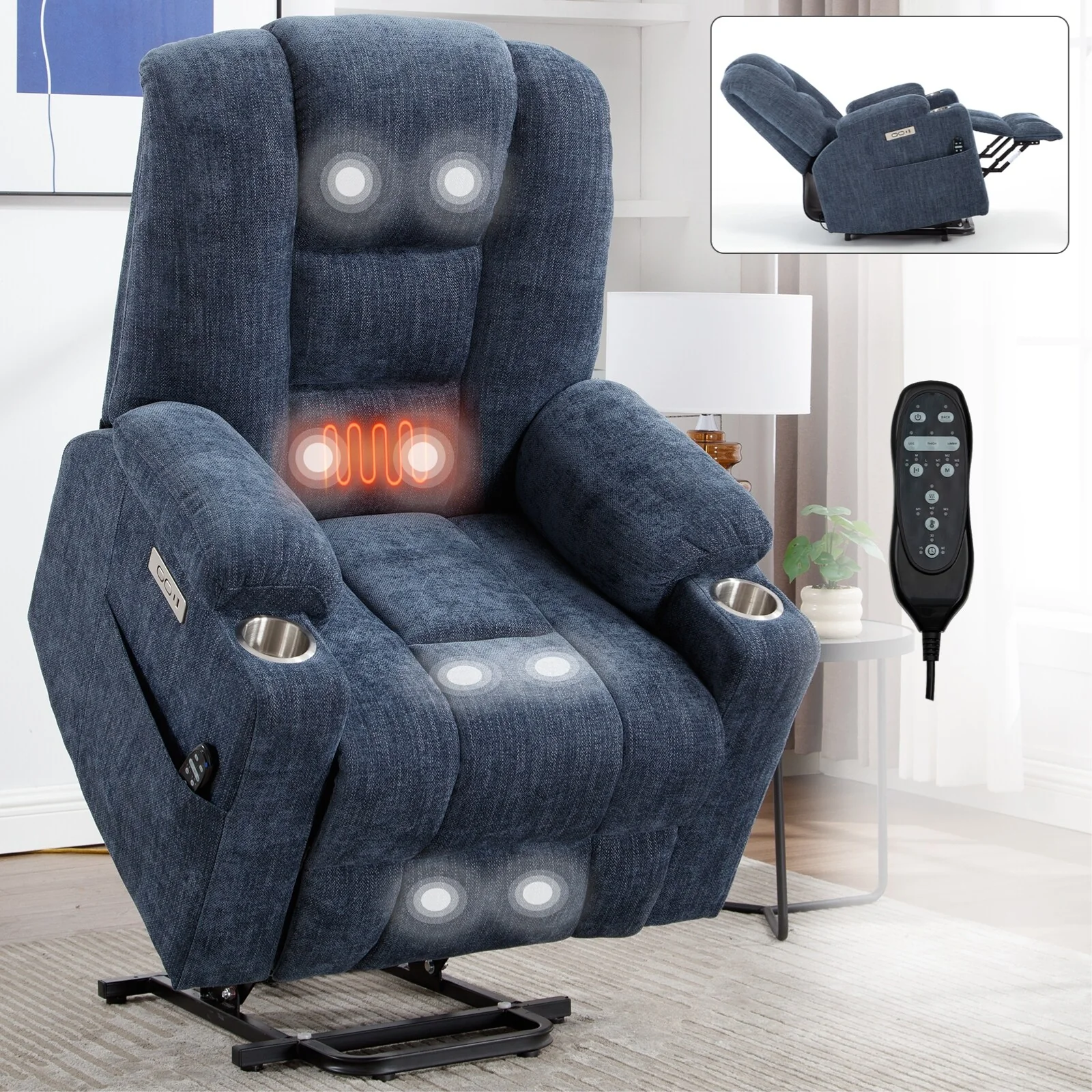 Power Lift Recliner Chair with Massage and Heat for Elderly