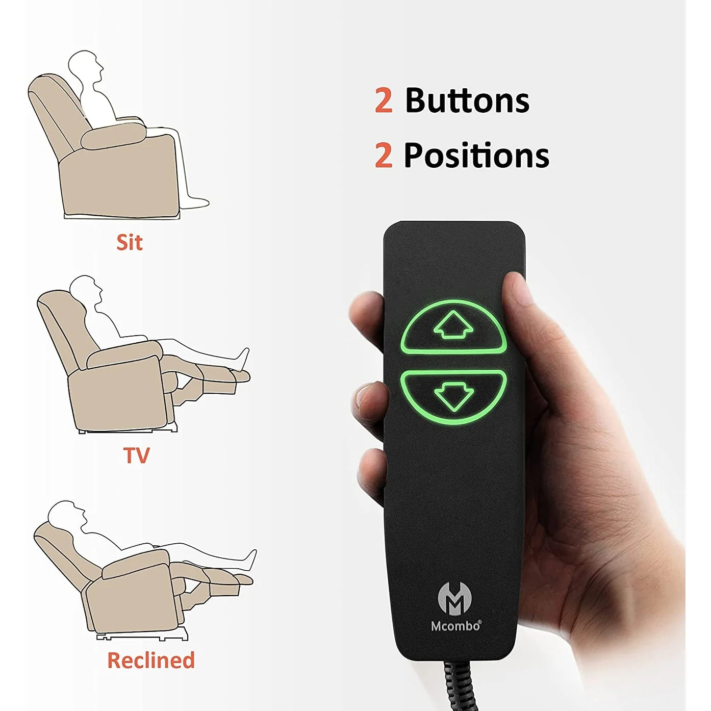 Mcombo Electric Power Recliner Chair with Massage and Heat, Faux Leather 7050