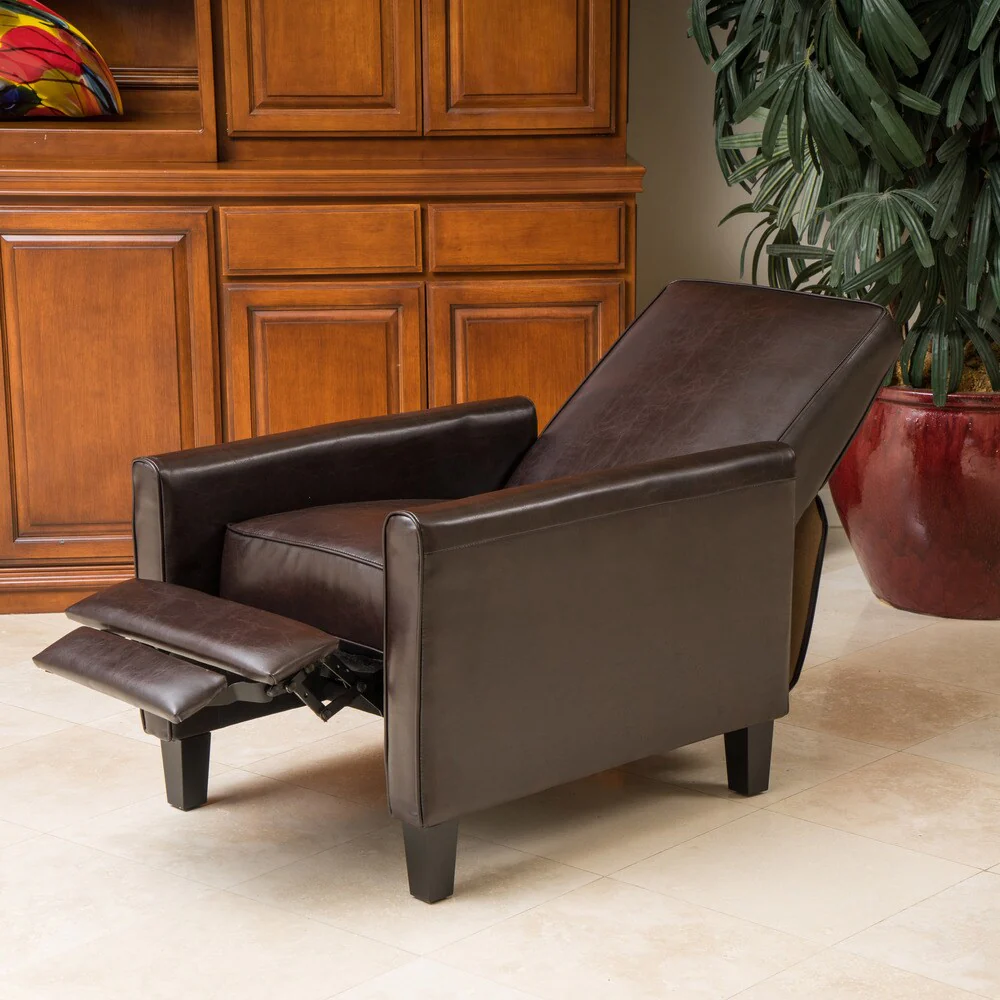 Darvis Black Bonded Leather Recliner Club Chair by Christopher Knight Home
