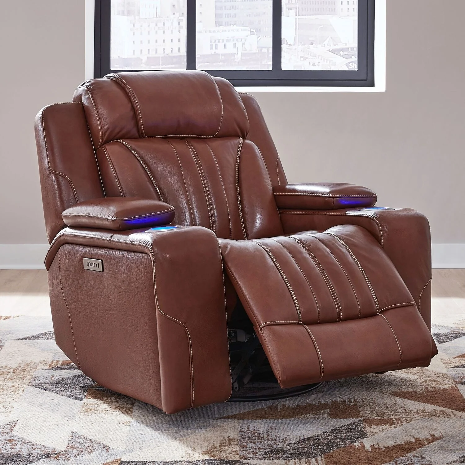 Liberty Furniture Caswell Power Recliner Chestnut Leather