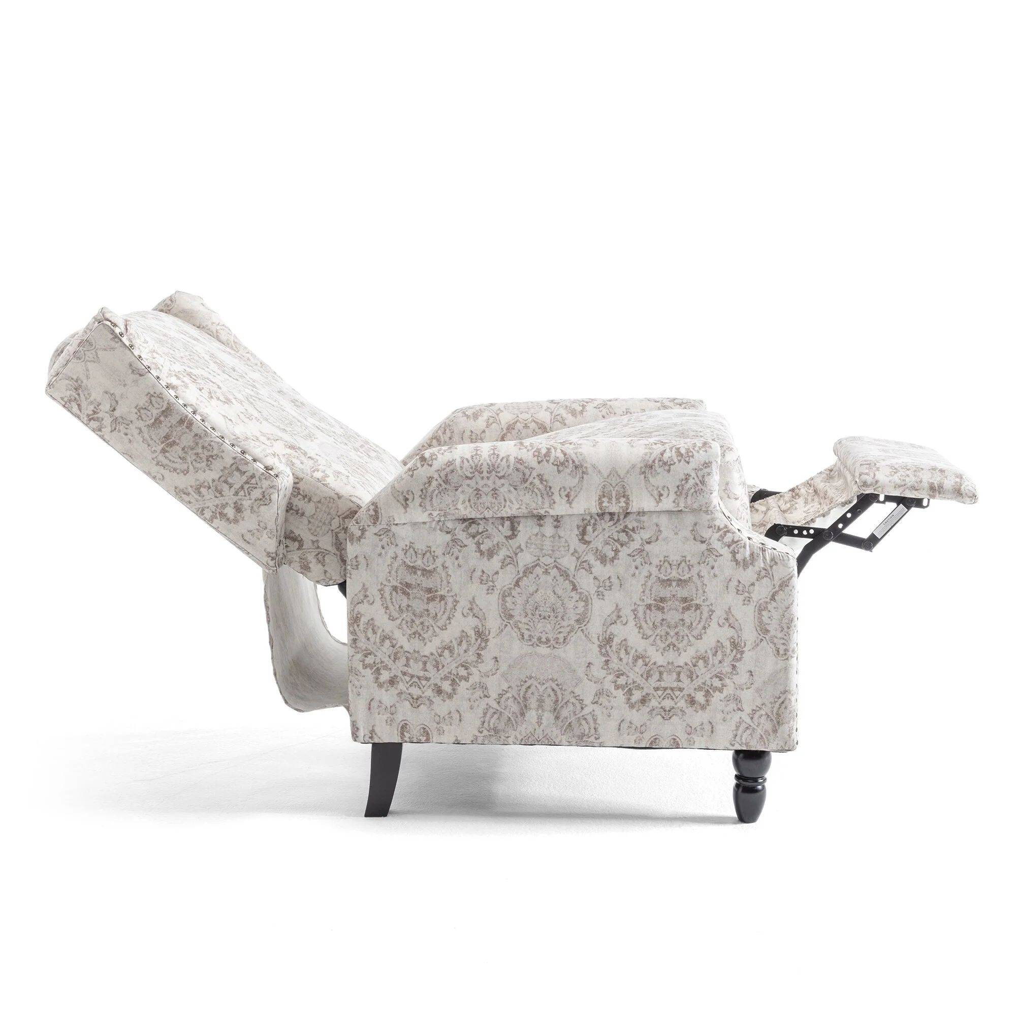 Linen Manual Upholstered Recliner with Wood Legs