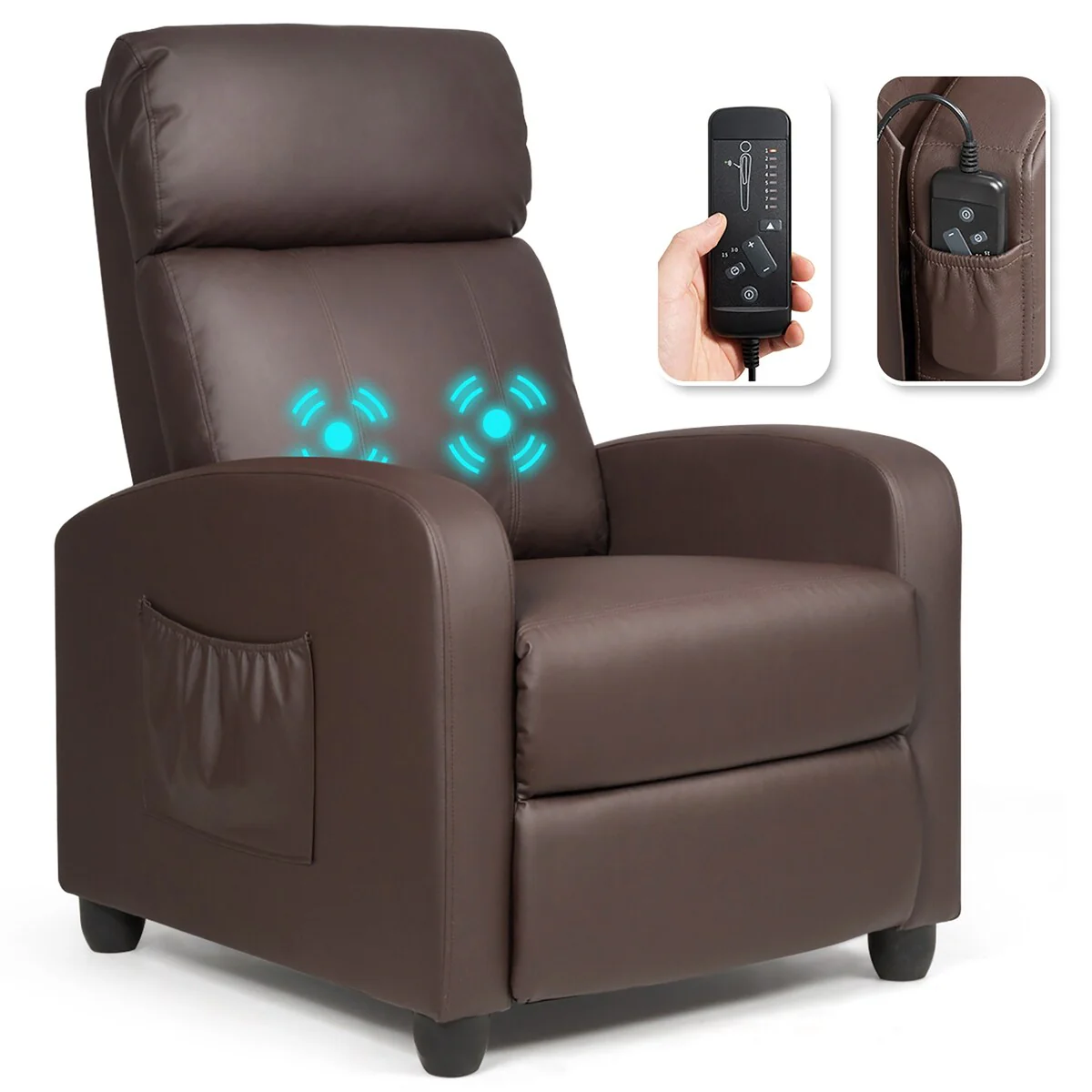 Recliner Massage Chair, Ergonomic Adjustable Single Sofa with Padded