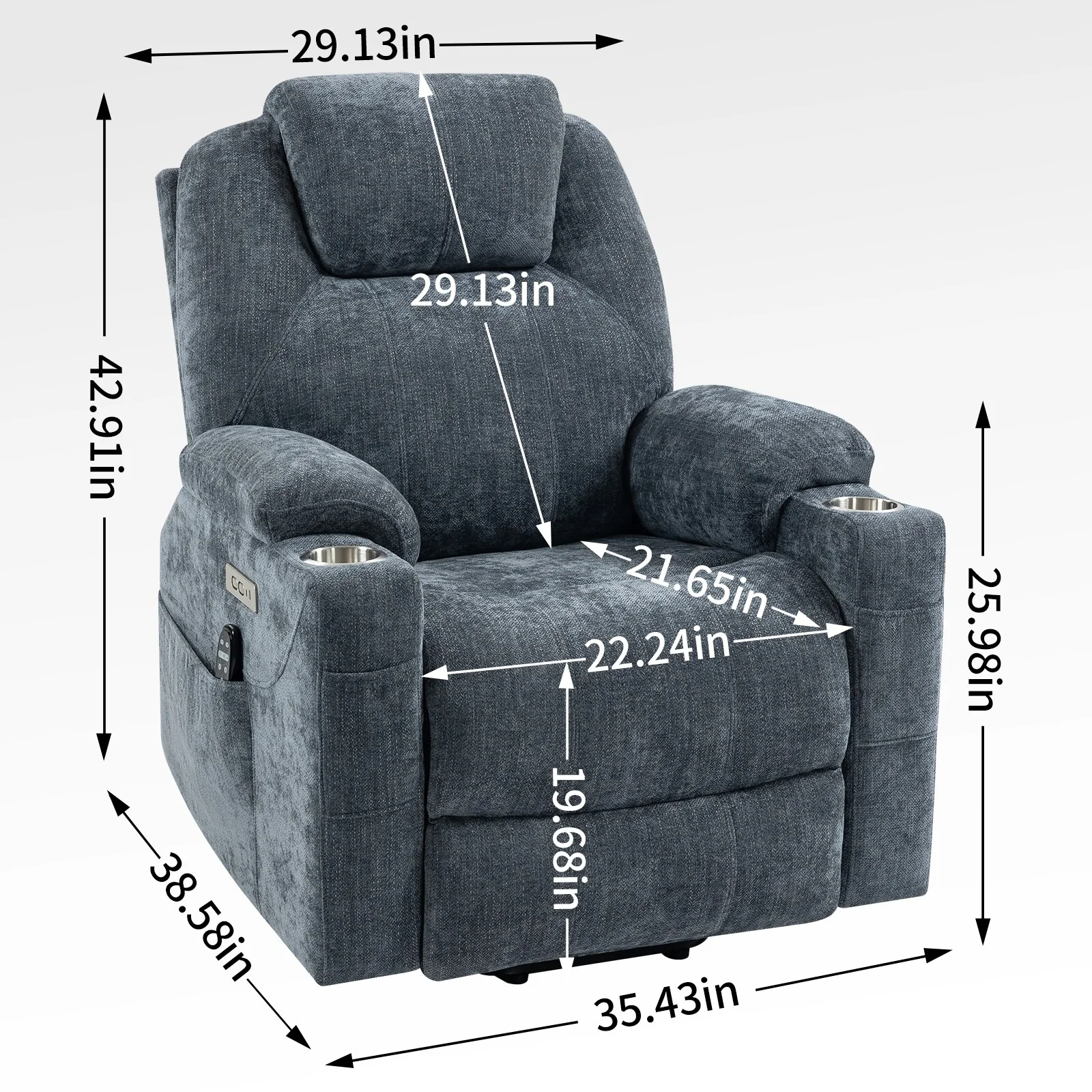 Standard Power Lift Recliner Chair with Full?Body Massage & USB