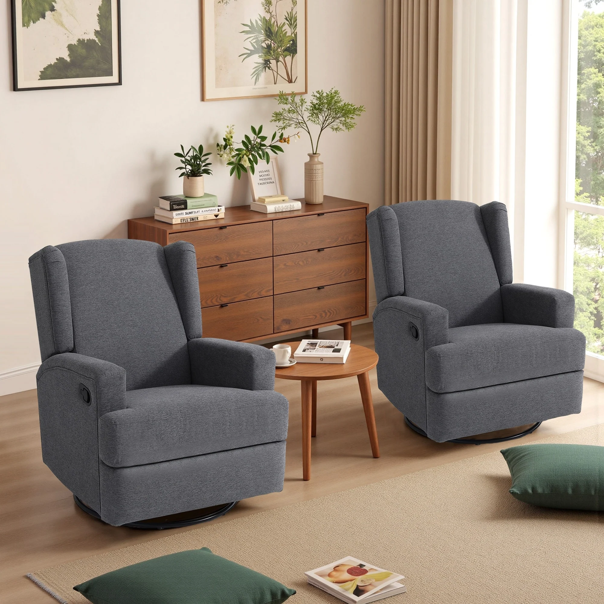 Swivel Glider Rocker Nursery Recliner Chair set of 2