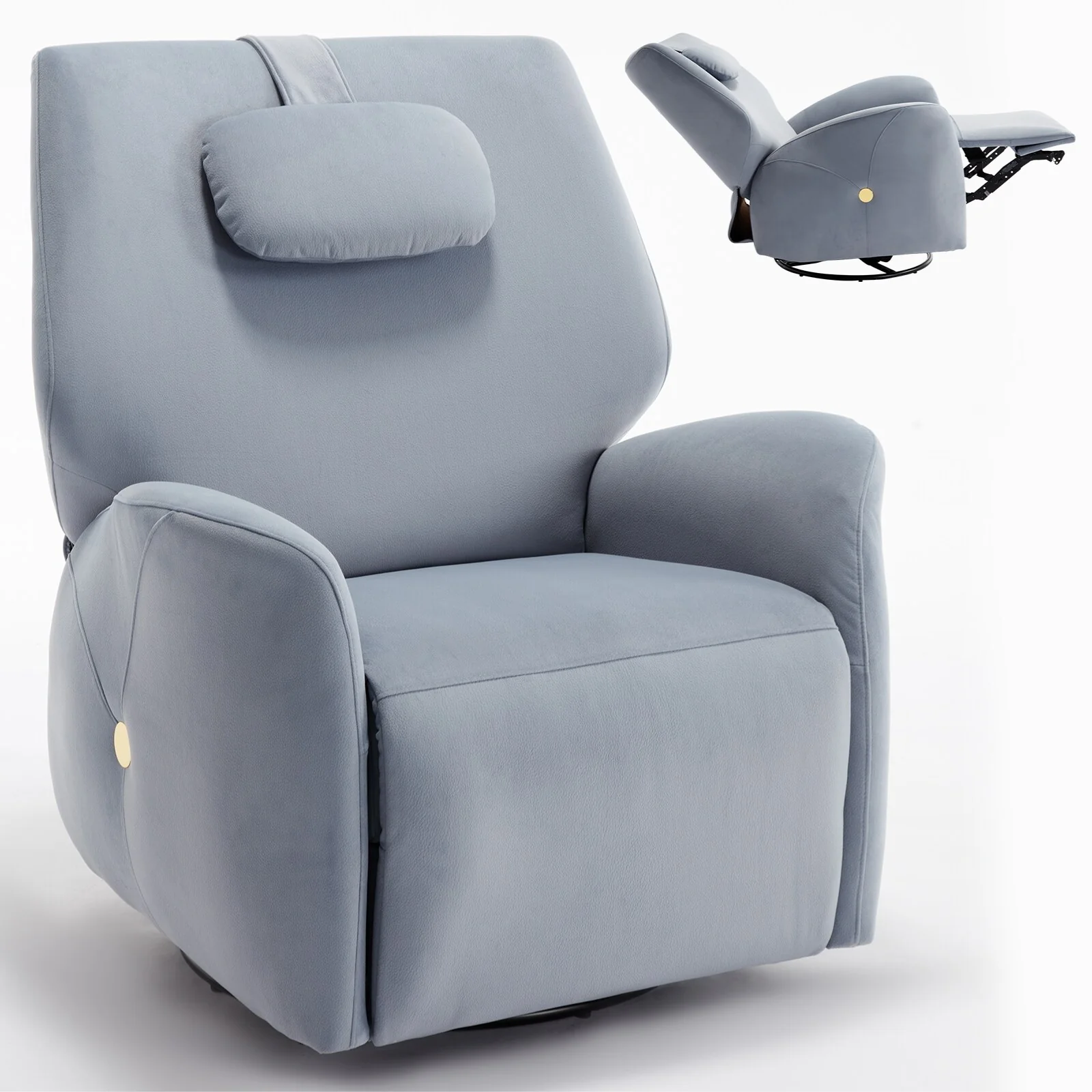 Swivel and Rocker Power Recliner Chair with Lumbar