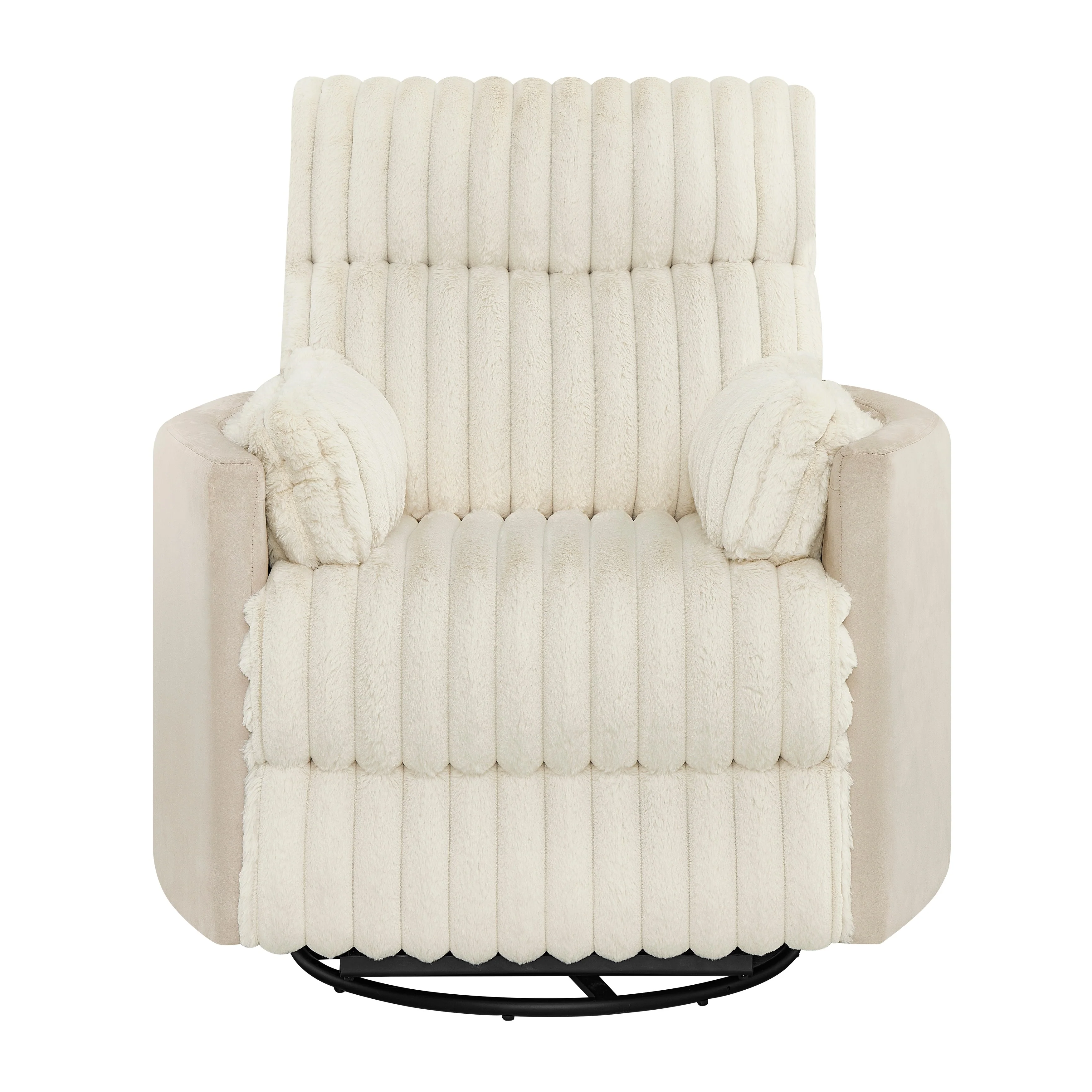Swivel Recliner Chair with 360�� Rotation and Manual Recline - Wide Plush Seat, Pillow-Top Arms, Pocket/Sinuous Springs