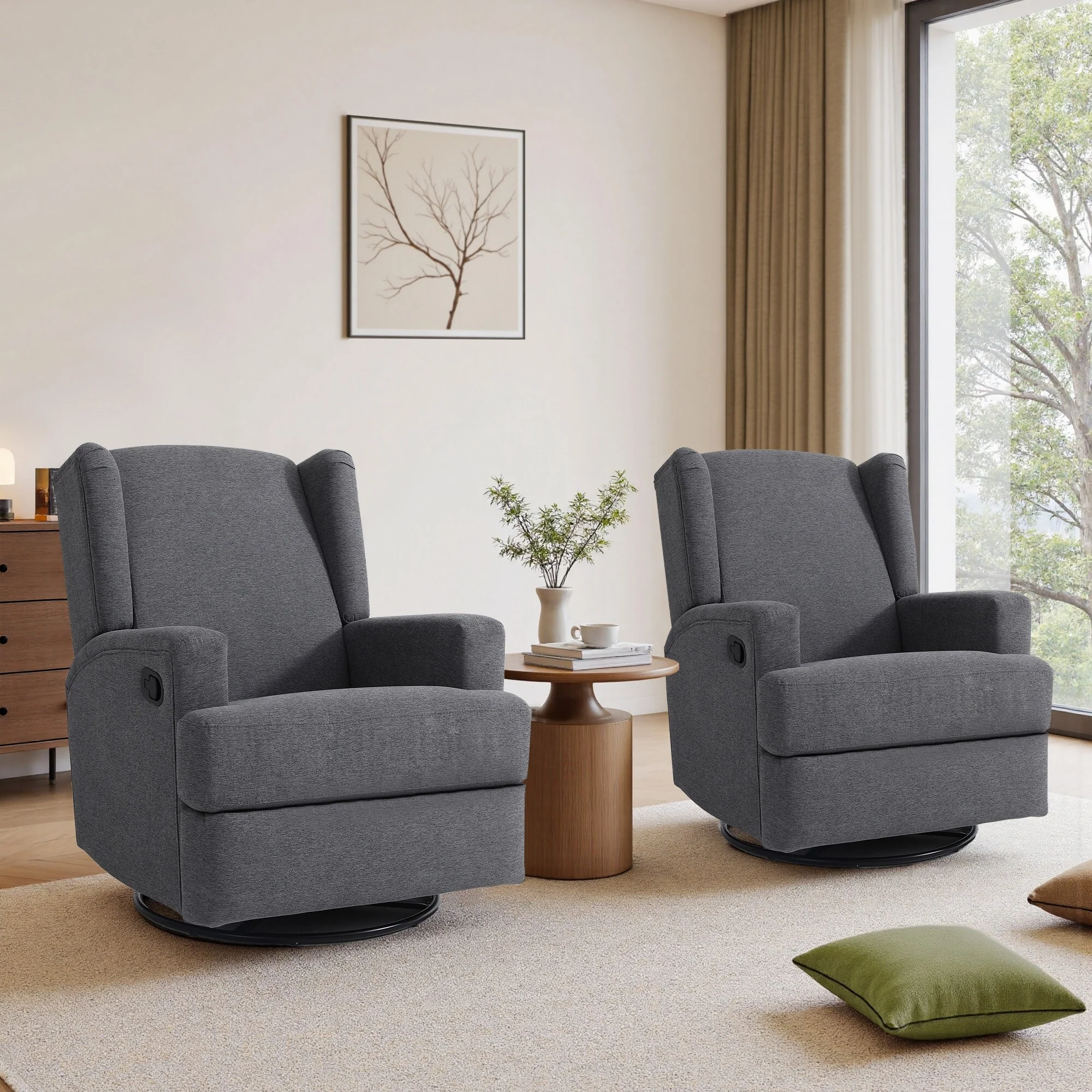 31'' W Manual Glider Swivel Glider Rocker Recliner Nursery Set of 2