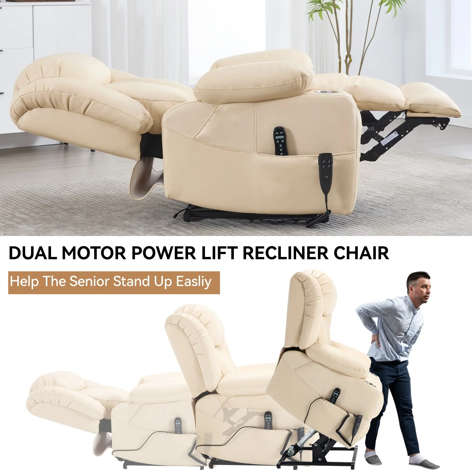 Leatheraire Power Lift Recliner Chair