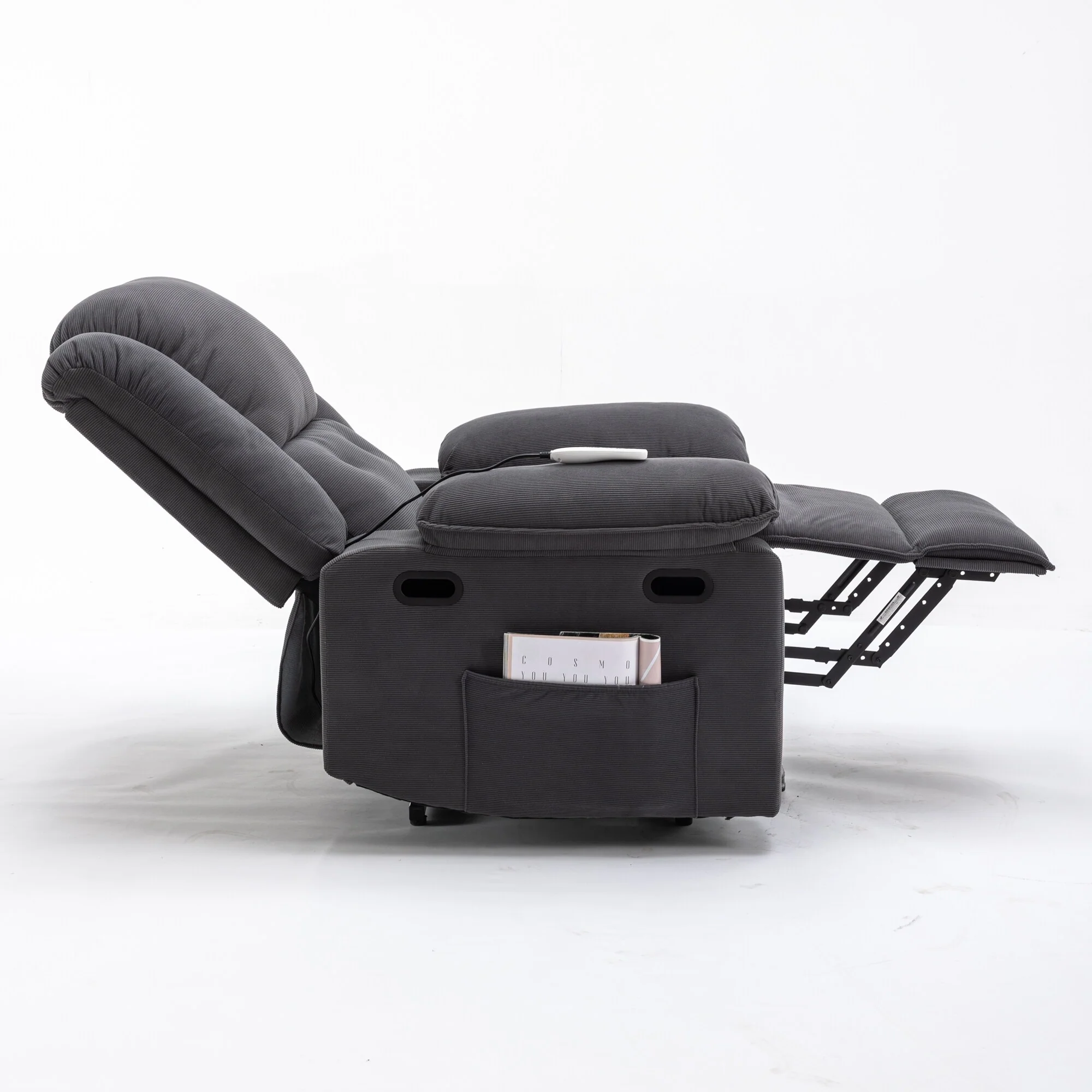 Beige Power Lift Recliner with Massage, Heating, Infinite Recline, Side Pockets, and Retractable Armrests