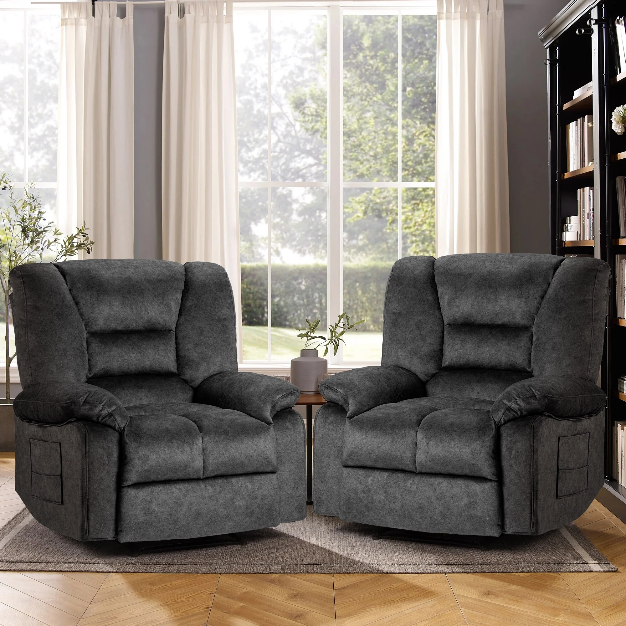 Grey Extra-Wide Recliner Sofa Chair with Full-Body Massage and Lumbar Heating - Heavy-Duty Frame with Adjustable Recline