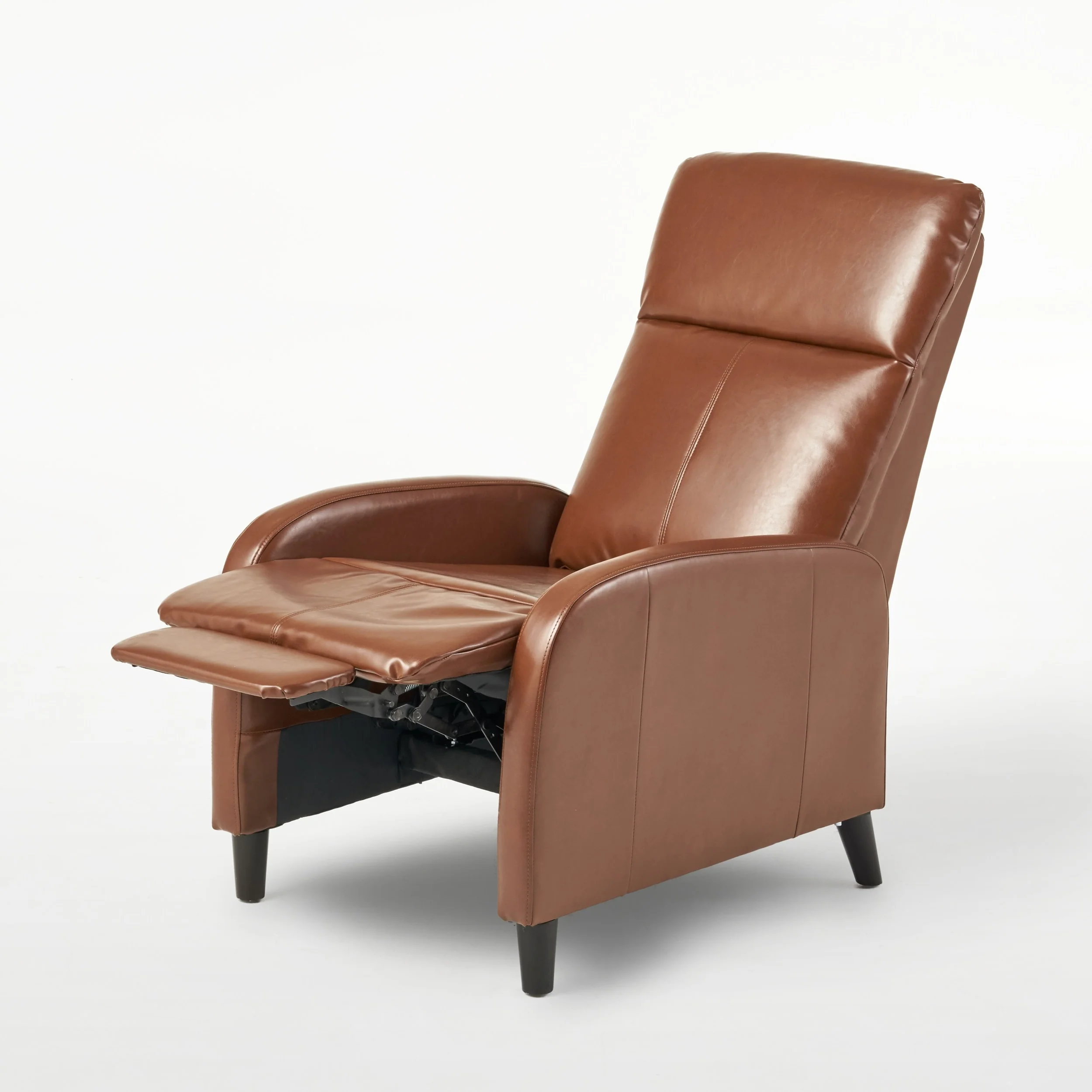 Roomfitters 33.5 Wide Faux Leather Push Back Standard Recliner, Brown