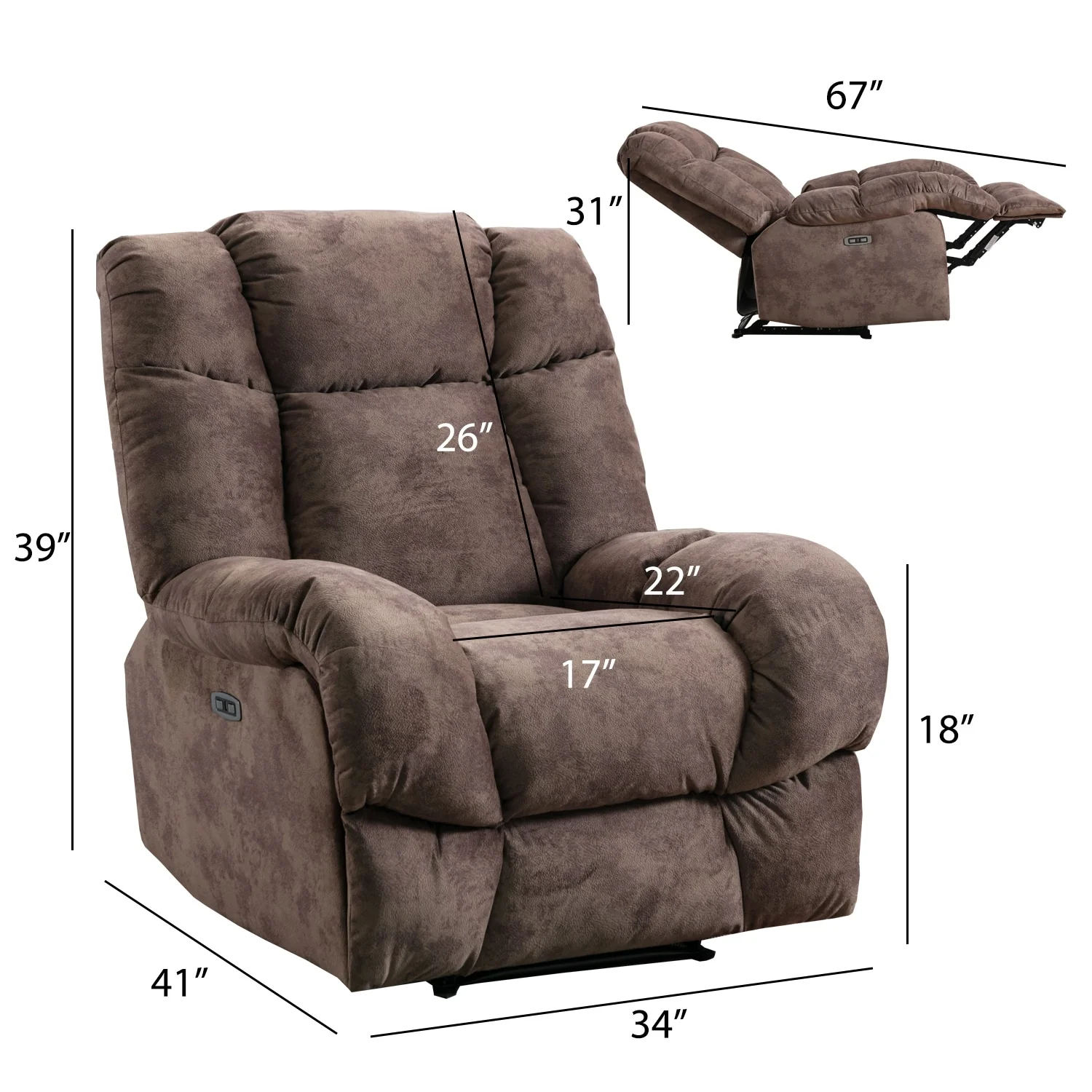 Chenille Power Standard Recliner Chair
