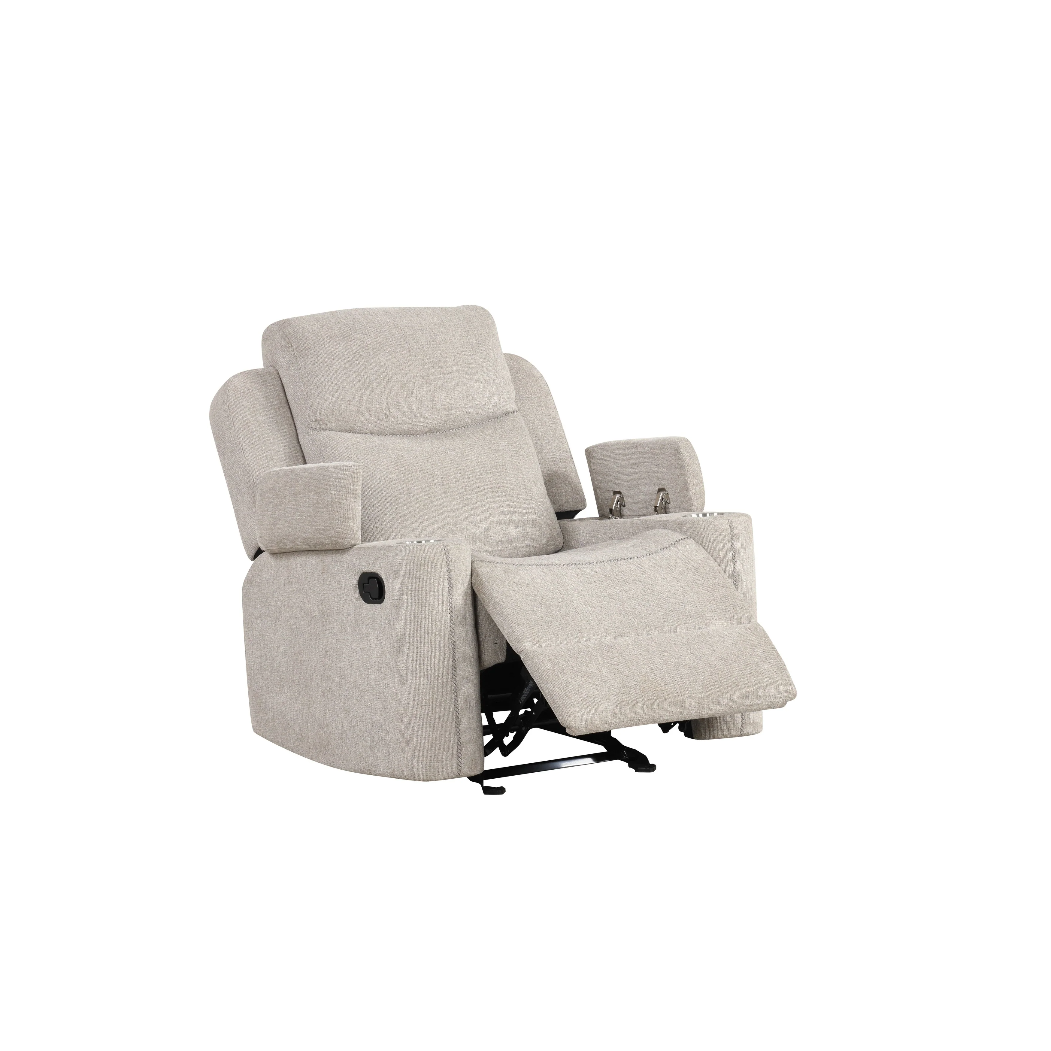 Light Gray Chenille Motion Glider Recliner