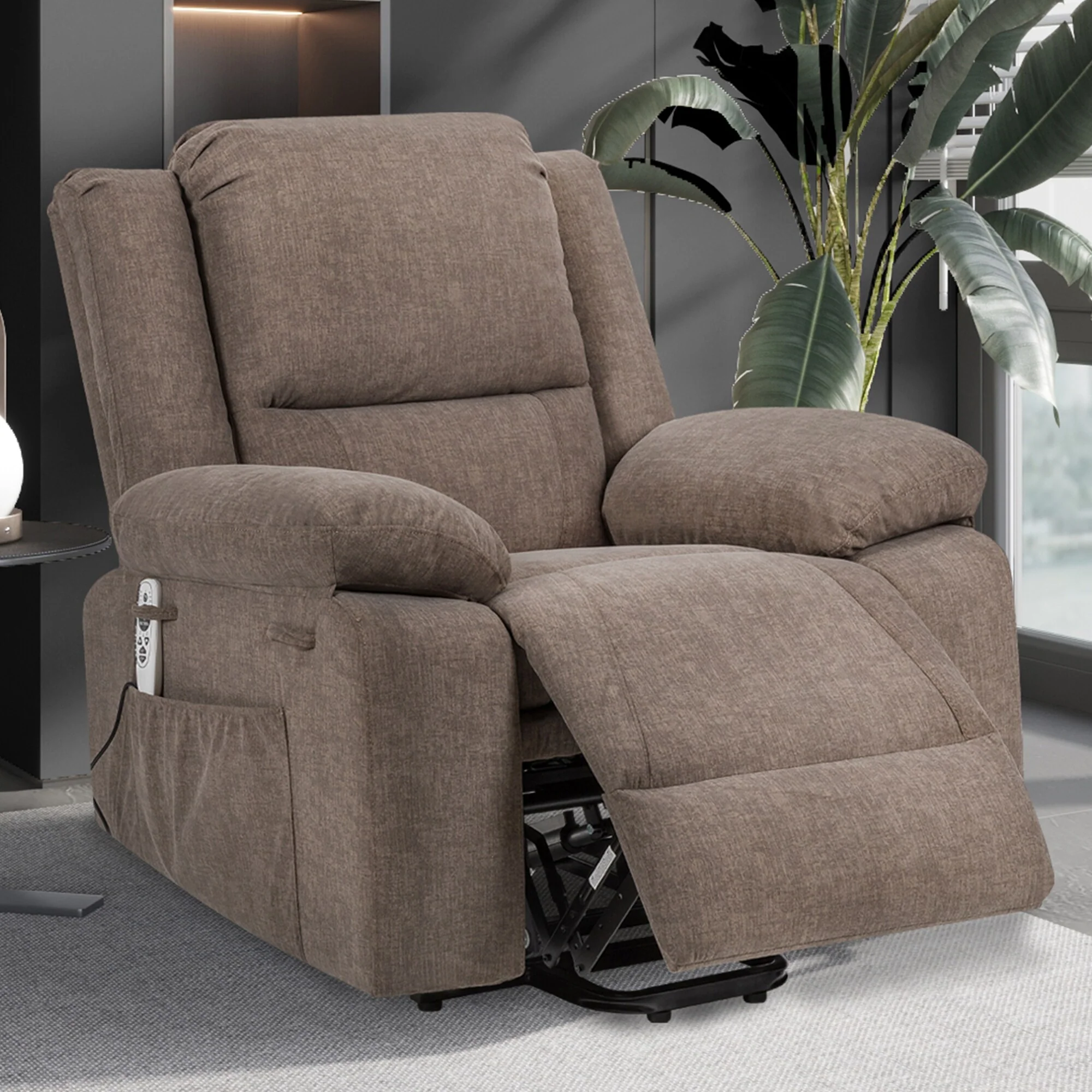 Reclining Lift Chair with Massage, Heating & Remote Control Pockets