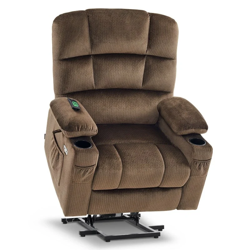 MCombo Dual Motor Power Lift Recliner Chair for Elderly, Massage and Heat, Fabric 7680