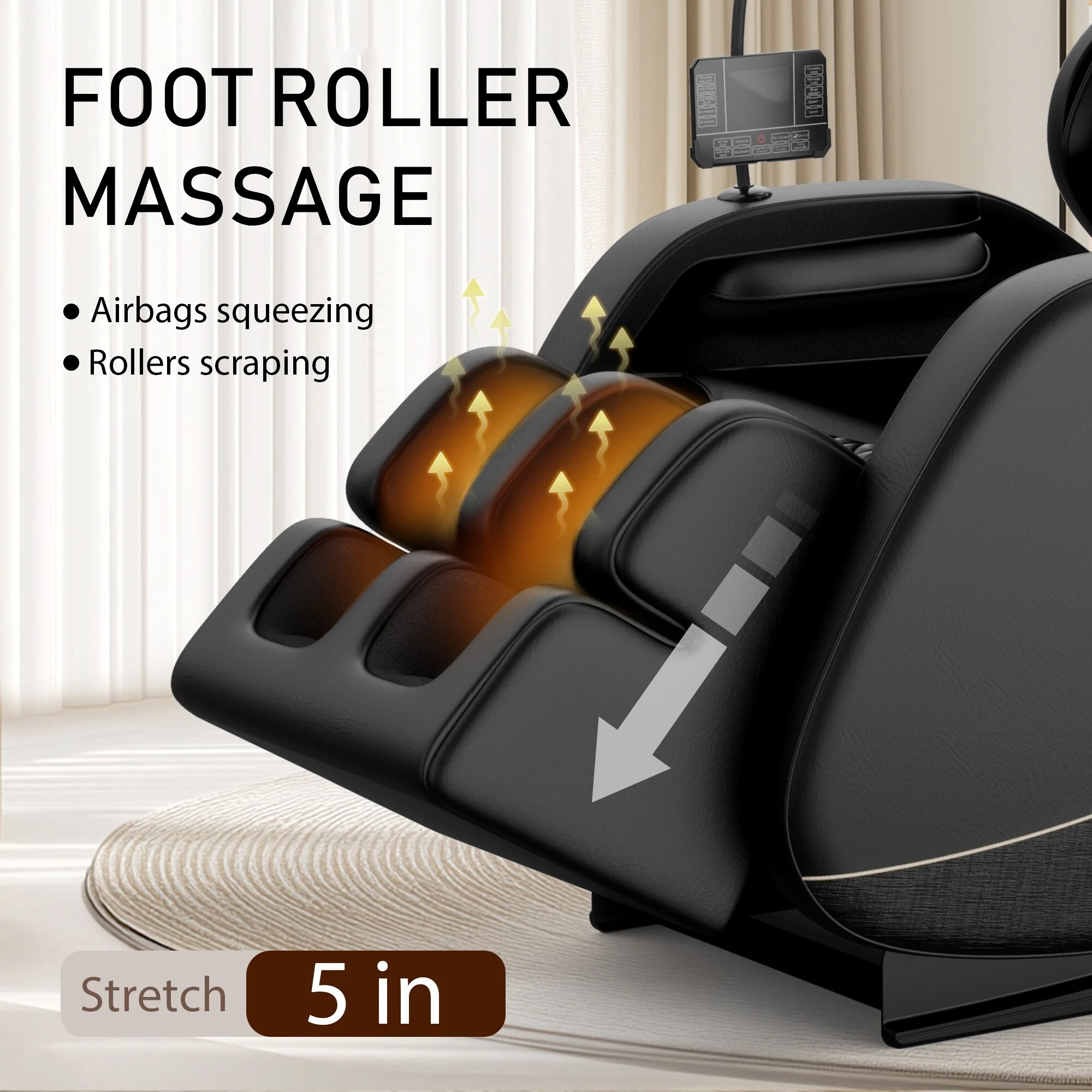 PU Leather Zero?Gravity Massage Chair with Foot Roller & Bluetooth