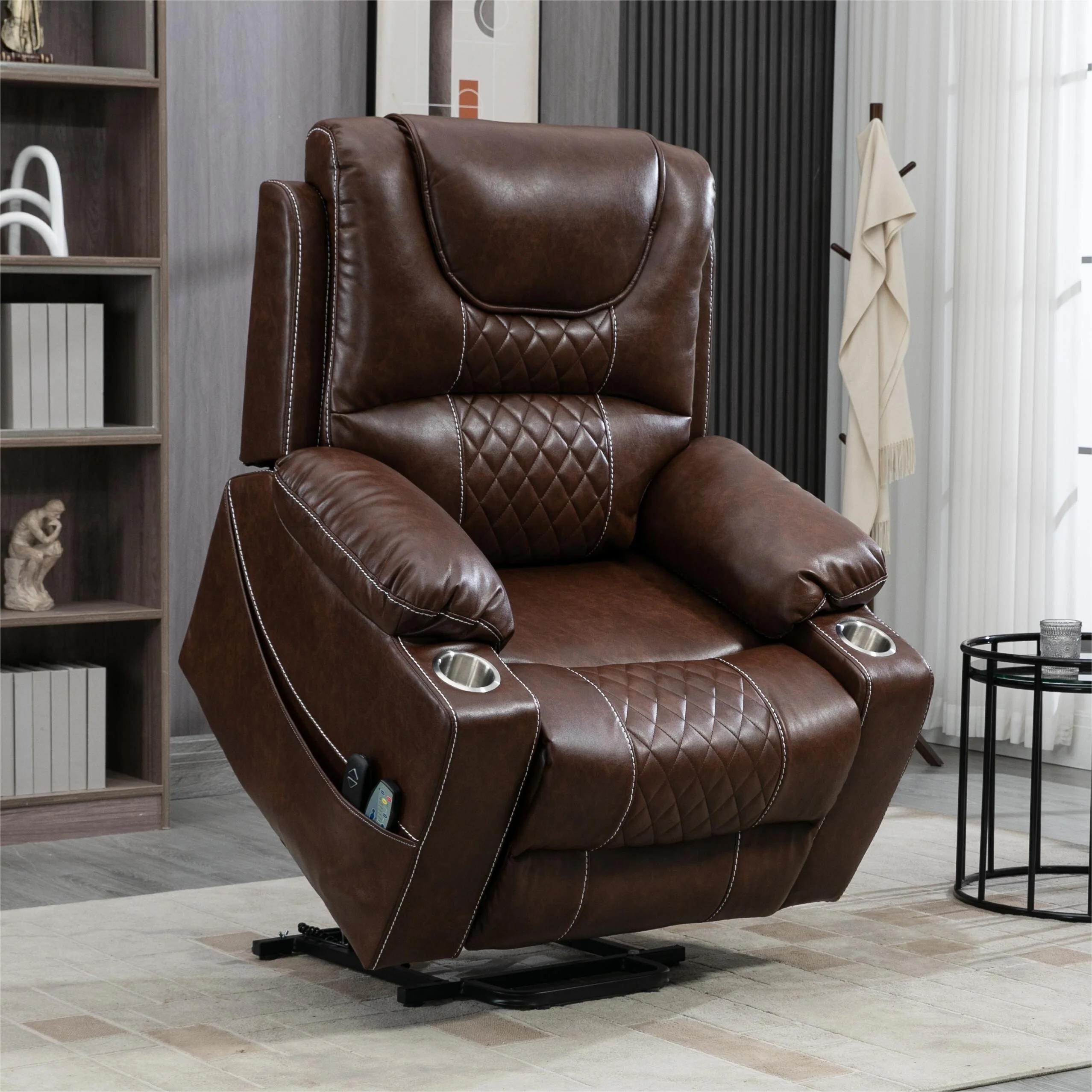 Power Lift Recliner Leather with Massage and Heating