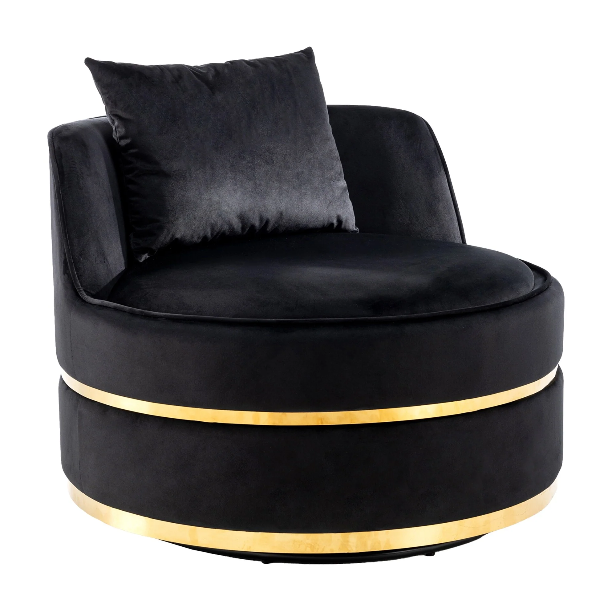 Velvet 360�� Swivel Accent Chair with Seat Cushion, Upholstered Barrel Chair with Stainless Steel Base Living Room Chair