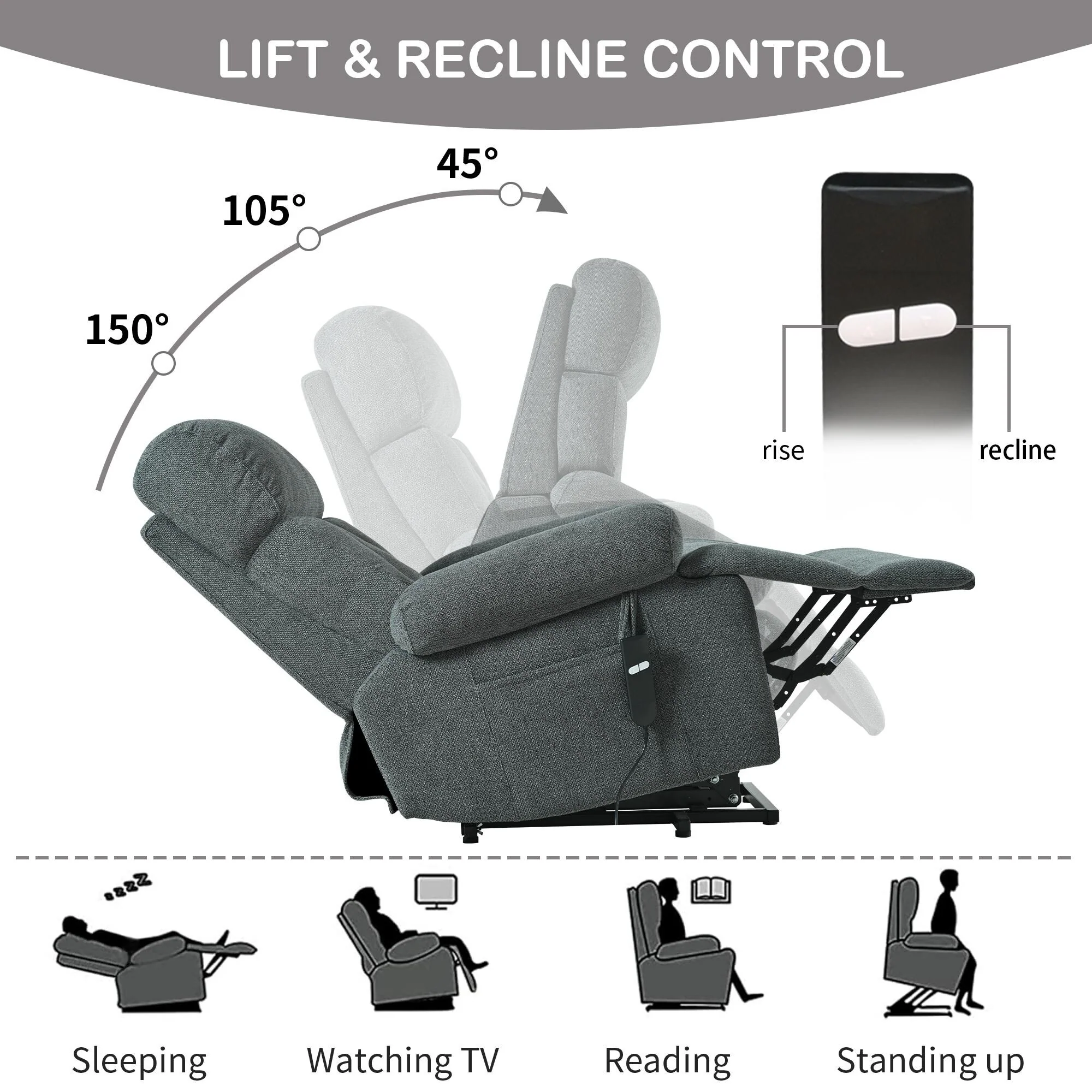 Flannel Power Lift Recliner with Side Pocket