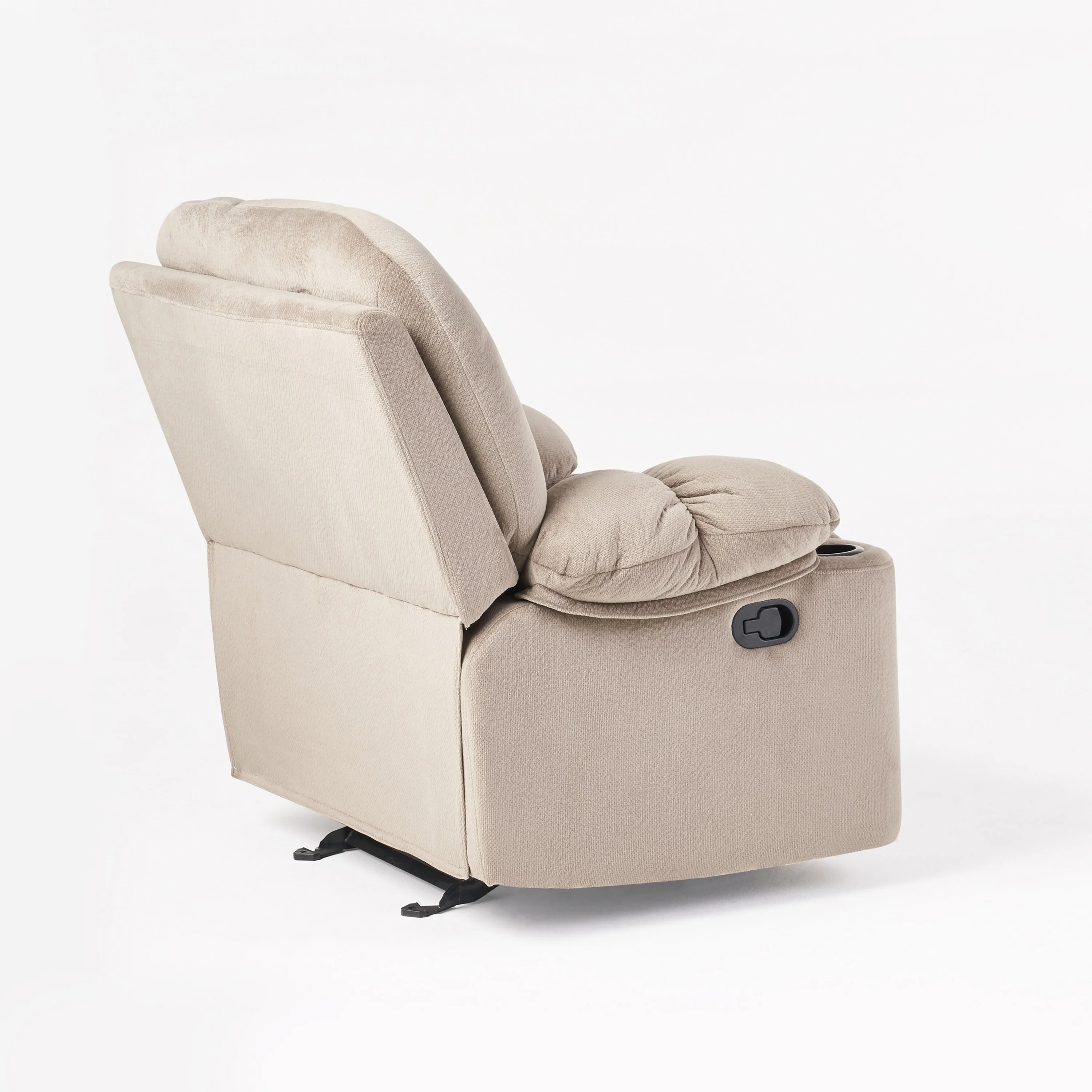 Manual Fabric Recliner Chair with Dual Cup Holders & Thick Padding