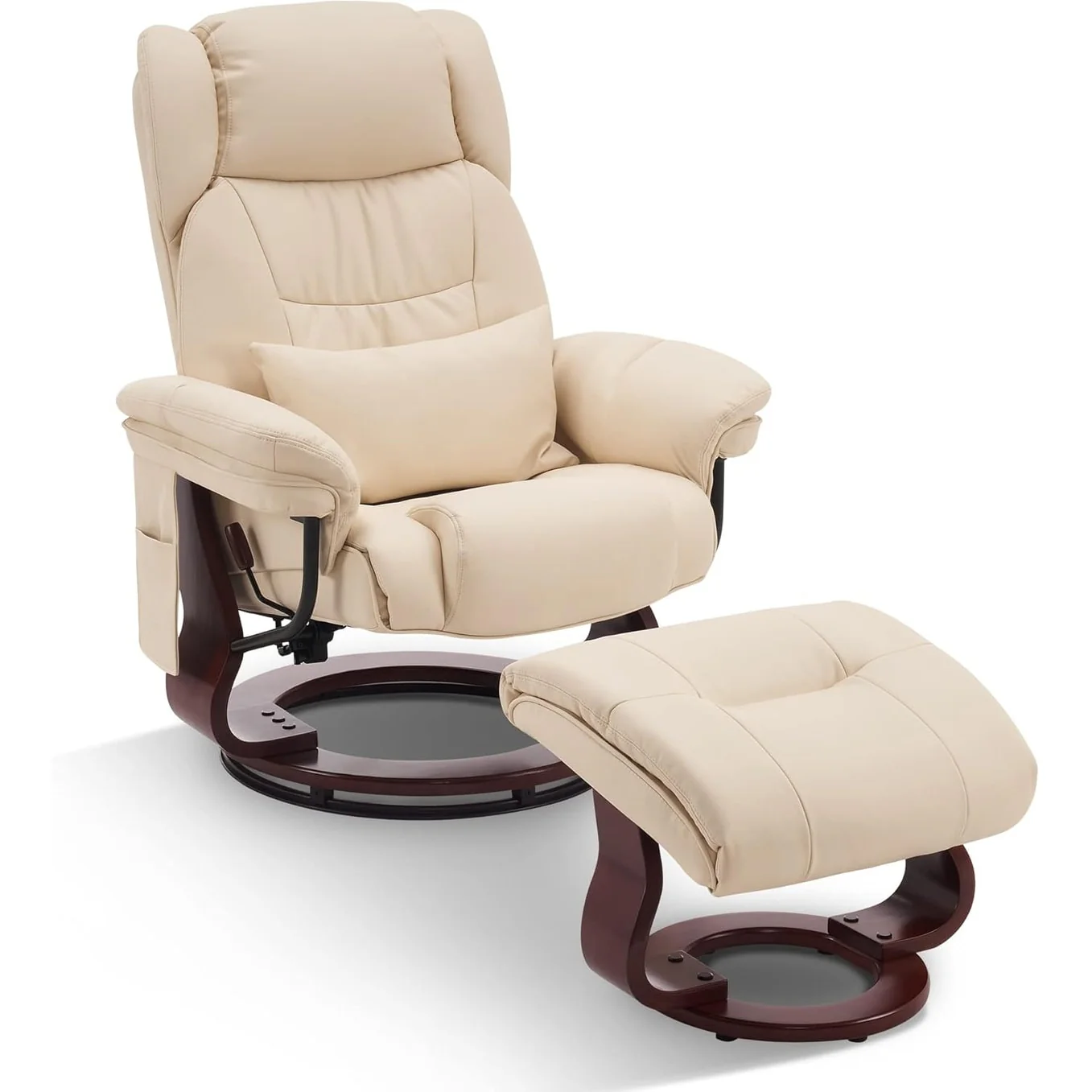 MCombo Swivel Recliners with Ottoman, Vibration Massage TV Chairs with Side Pocket