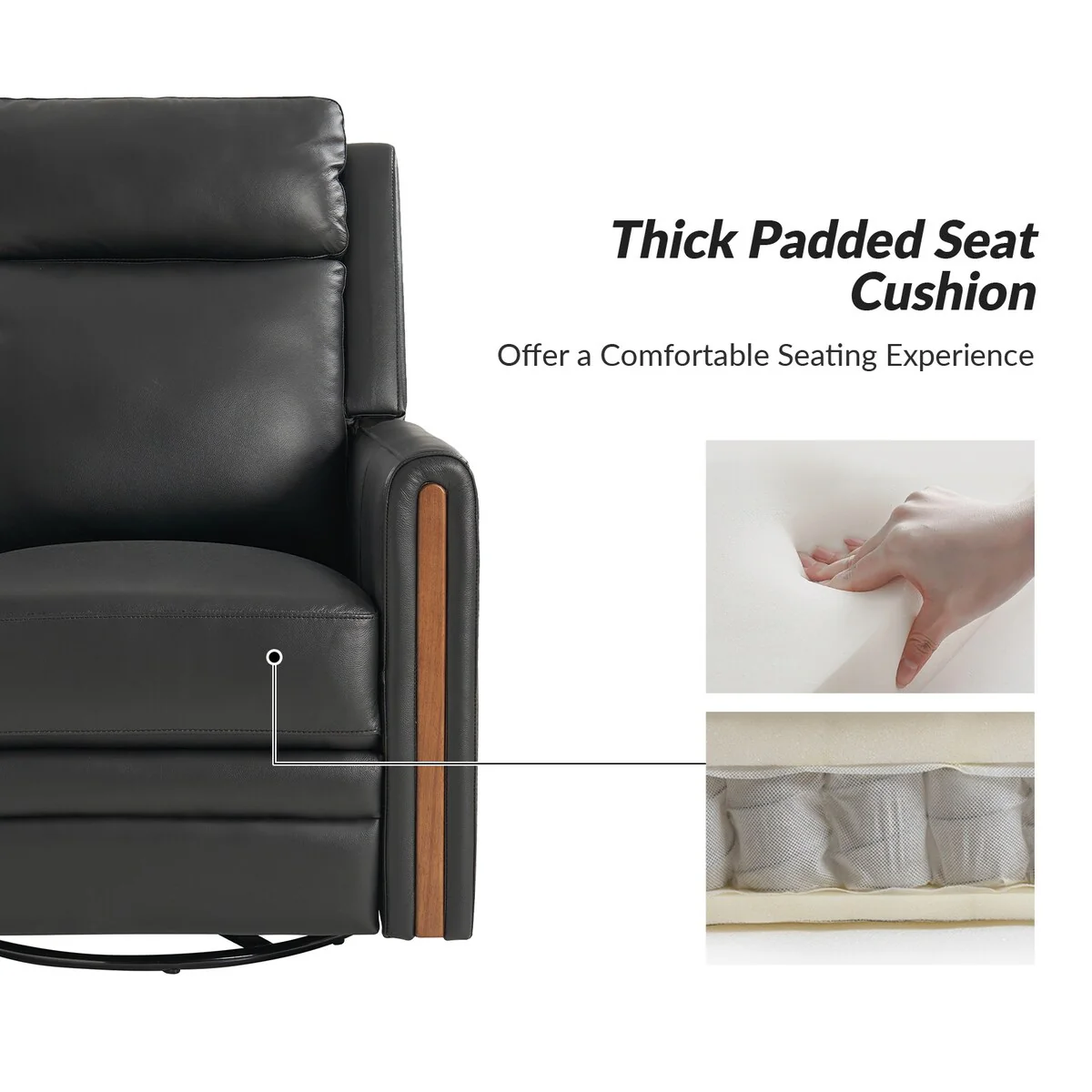 Jaime Modern Genuine Leather Rocking Swivel Power Recliner with Adjustable Headrest and Footrest by HULALA HOME