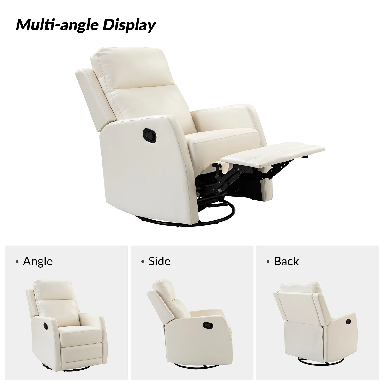 Esteban Modern Faux Leather Manual Rocking Swivel Recliner with Wingback