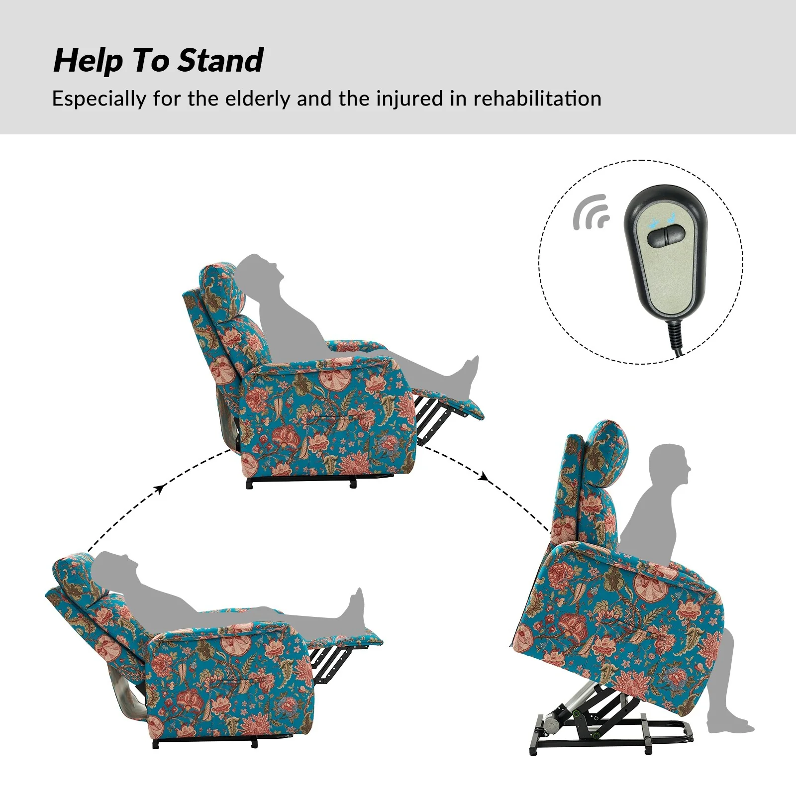 Elisa Power Remote Lift Assist Recliner with Metal Base