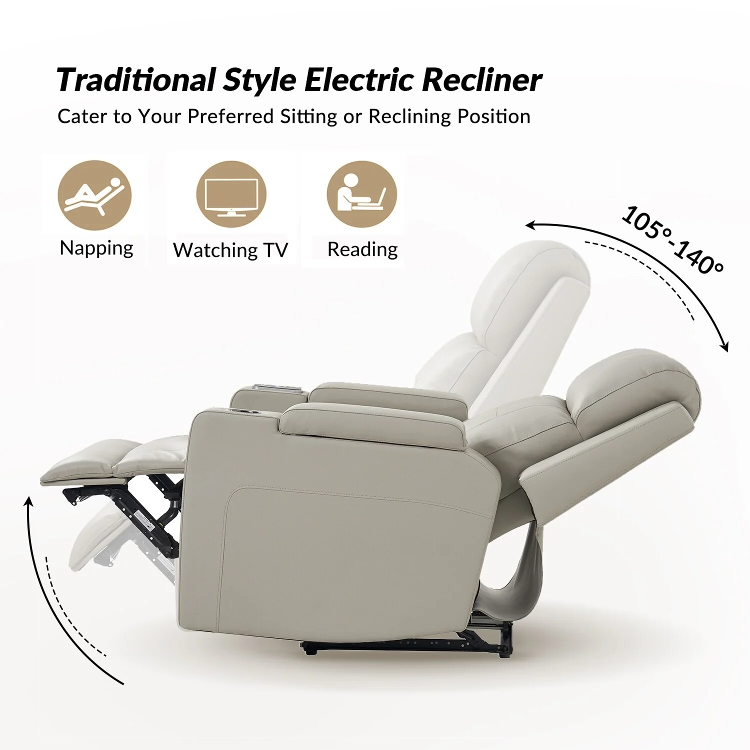 Laura 35.04 Wide Genuine Leather Power Recliner with Adjustable Headrests by HULALA HOME