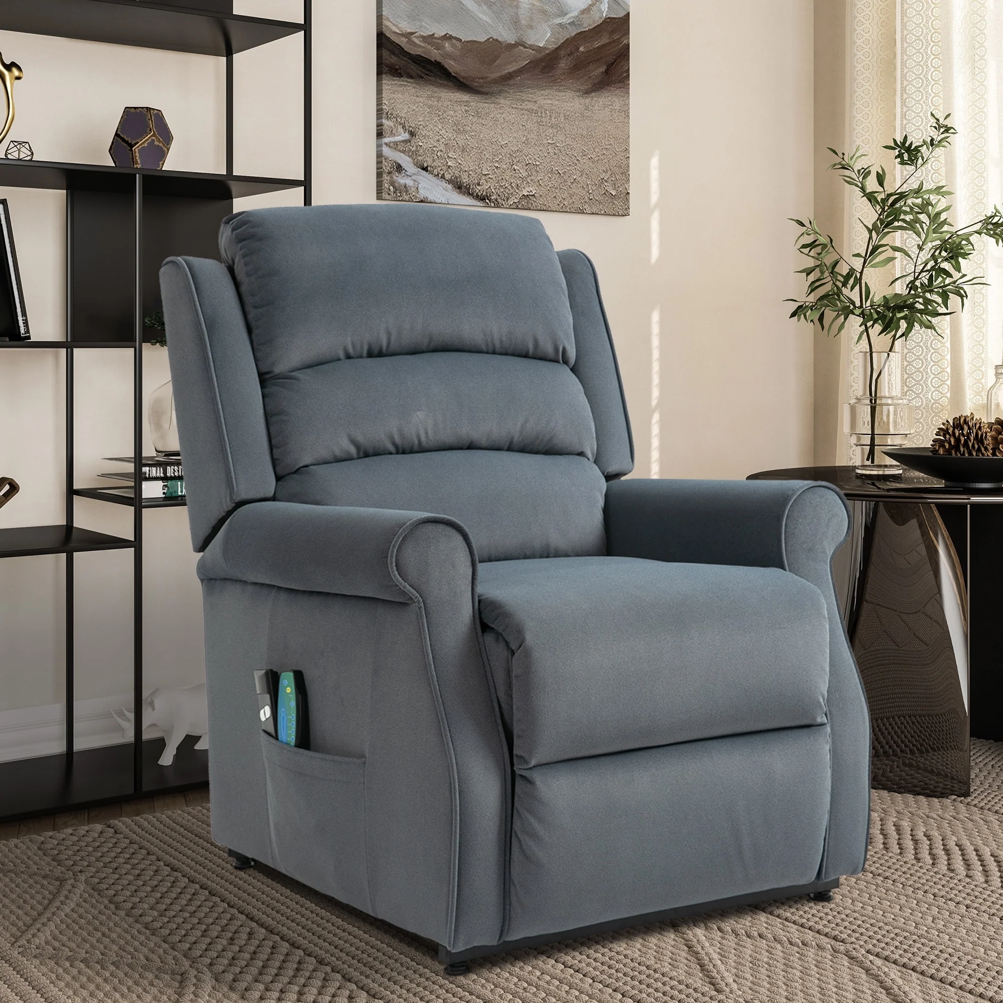 Clihome Chenille Fabric Power Lift Recliner Chair with Massage
