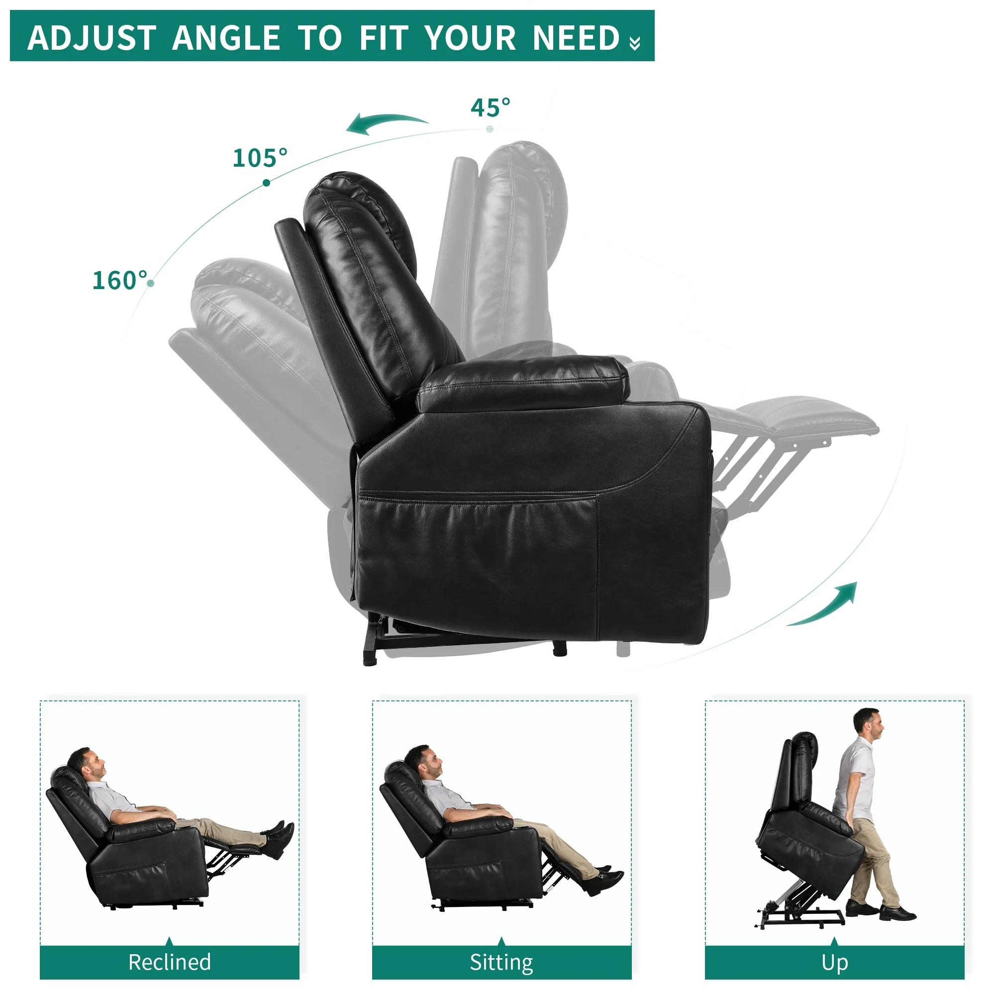Modern Electric Lift Power Recliner Chair Heated Massage Sofa Lounge