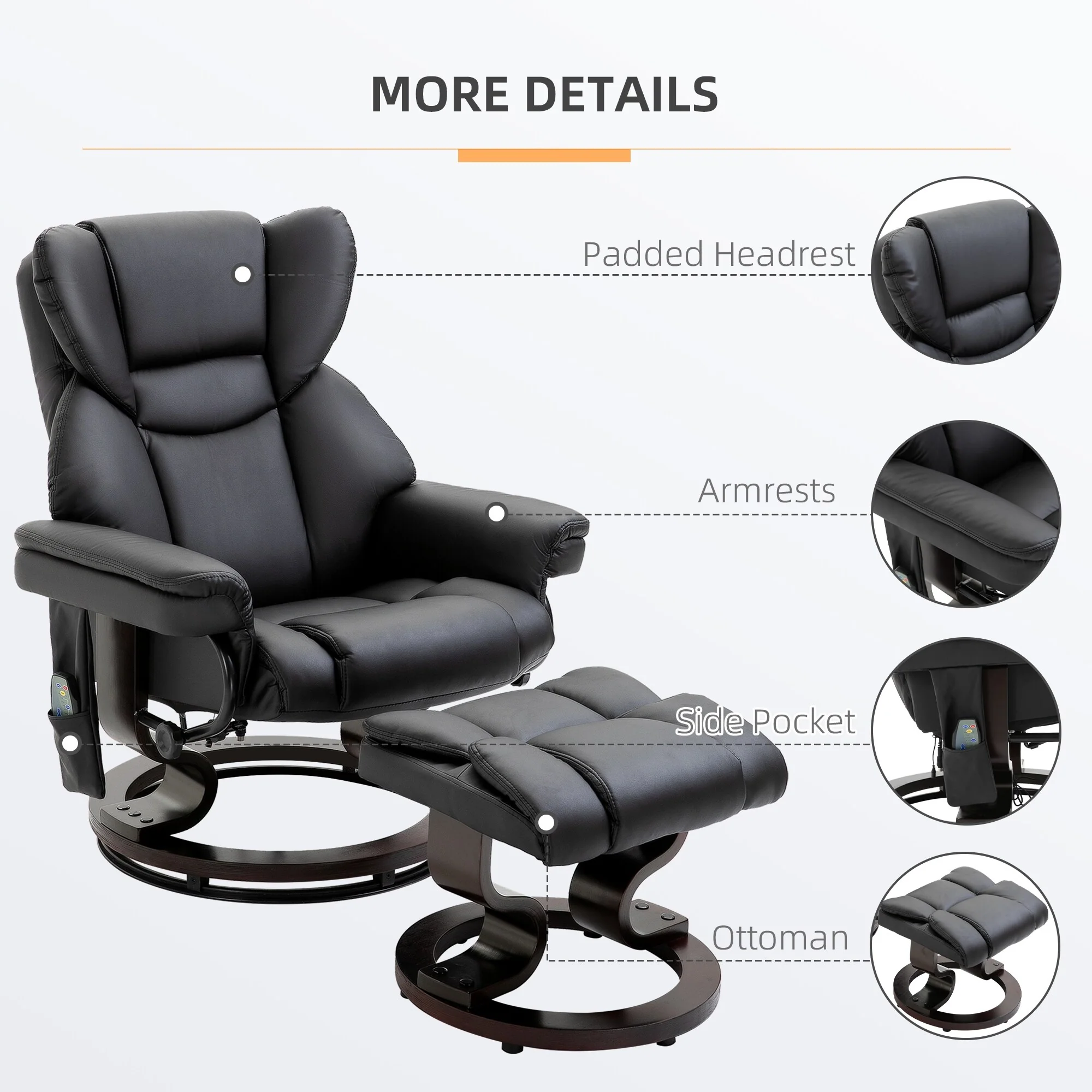 Massage Recliner Chair with Ottoman Footrest