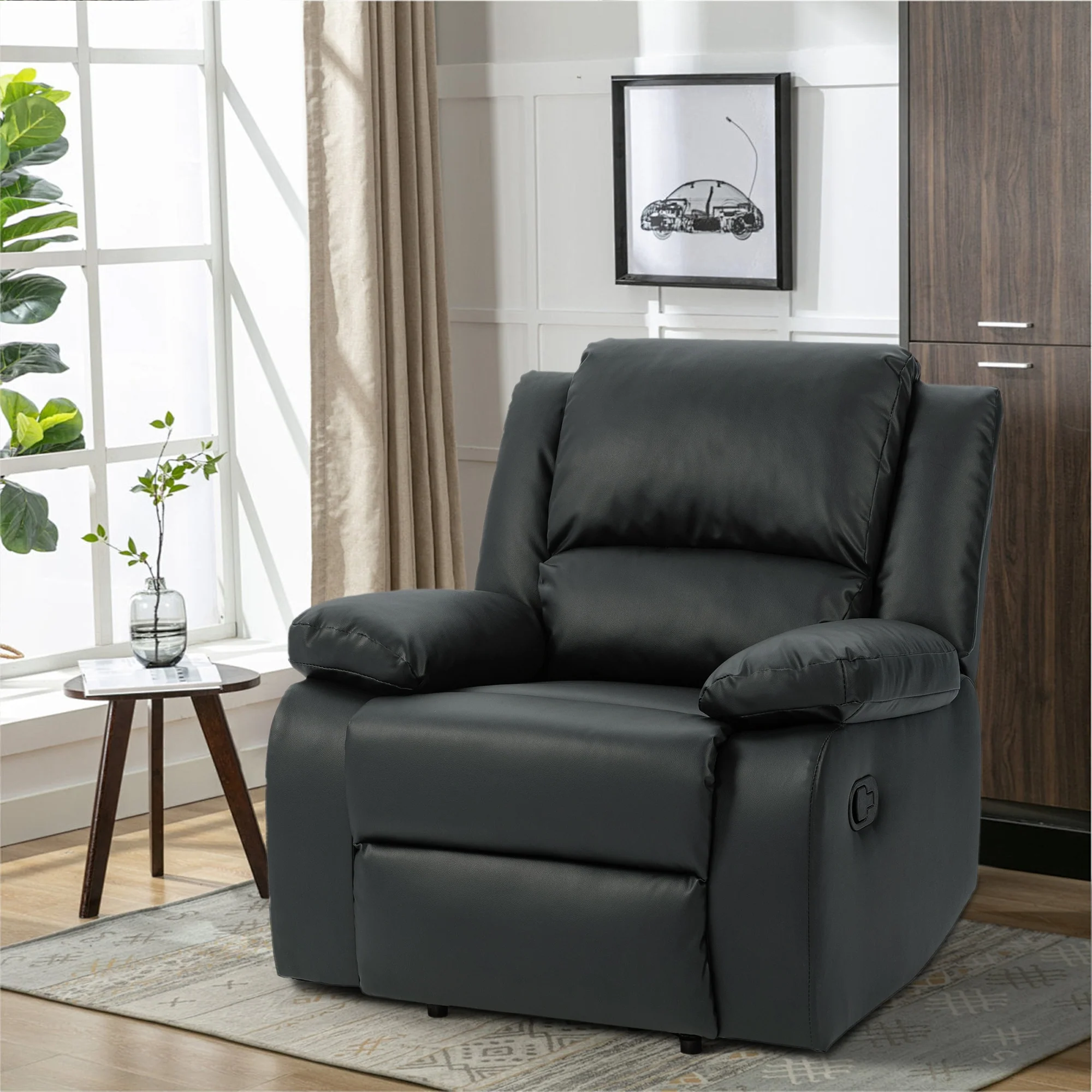 Faux Leather Lounge Chair Single Sofa Adjustable Recliners