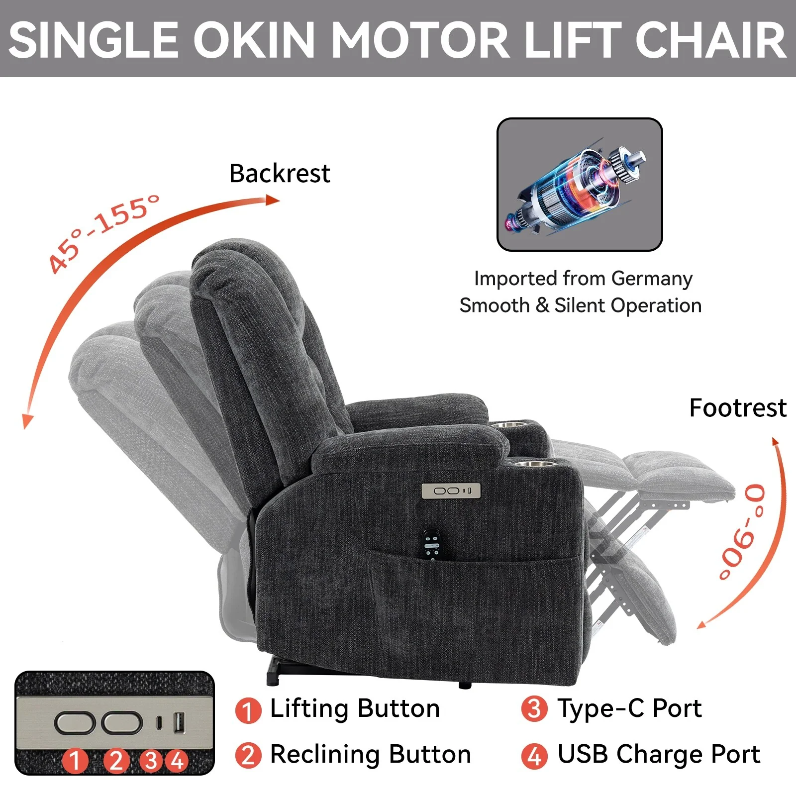 Large Power Lift Recliner Chair with Massage and Heat