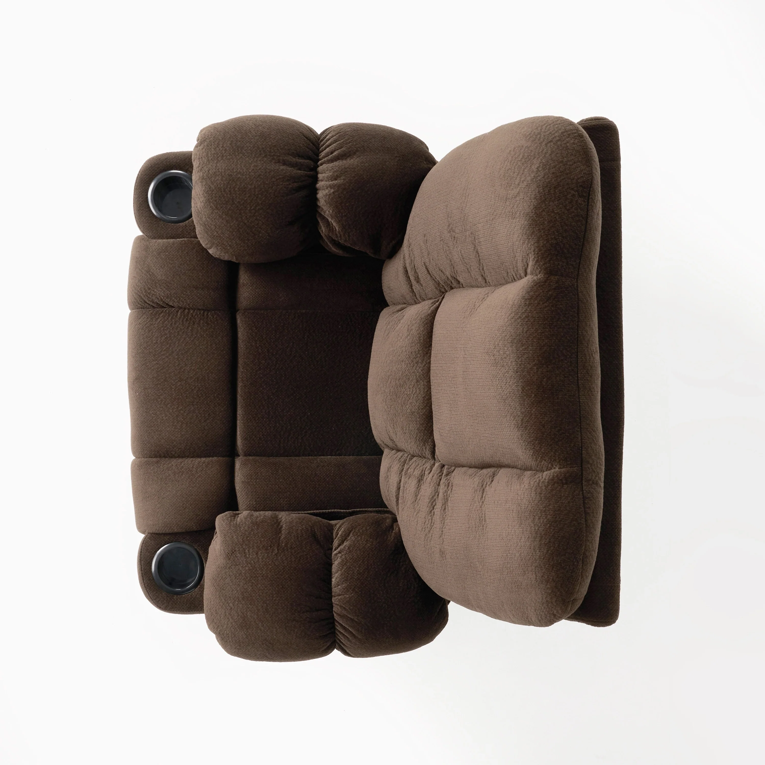 Stylish Manual Recliner with Soft Fabric Upholstery, Plush Padding, and Dual Cup Holders