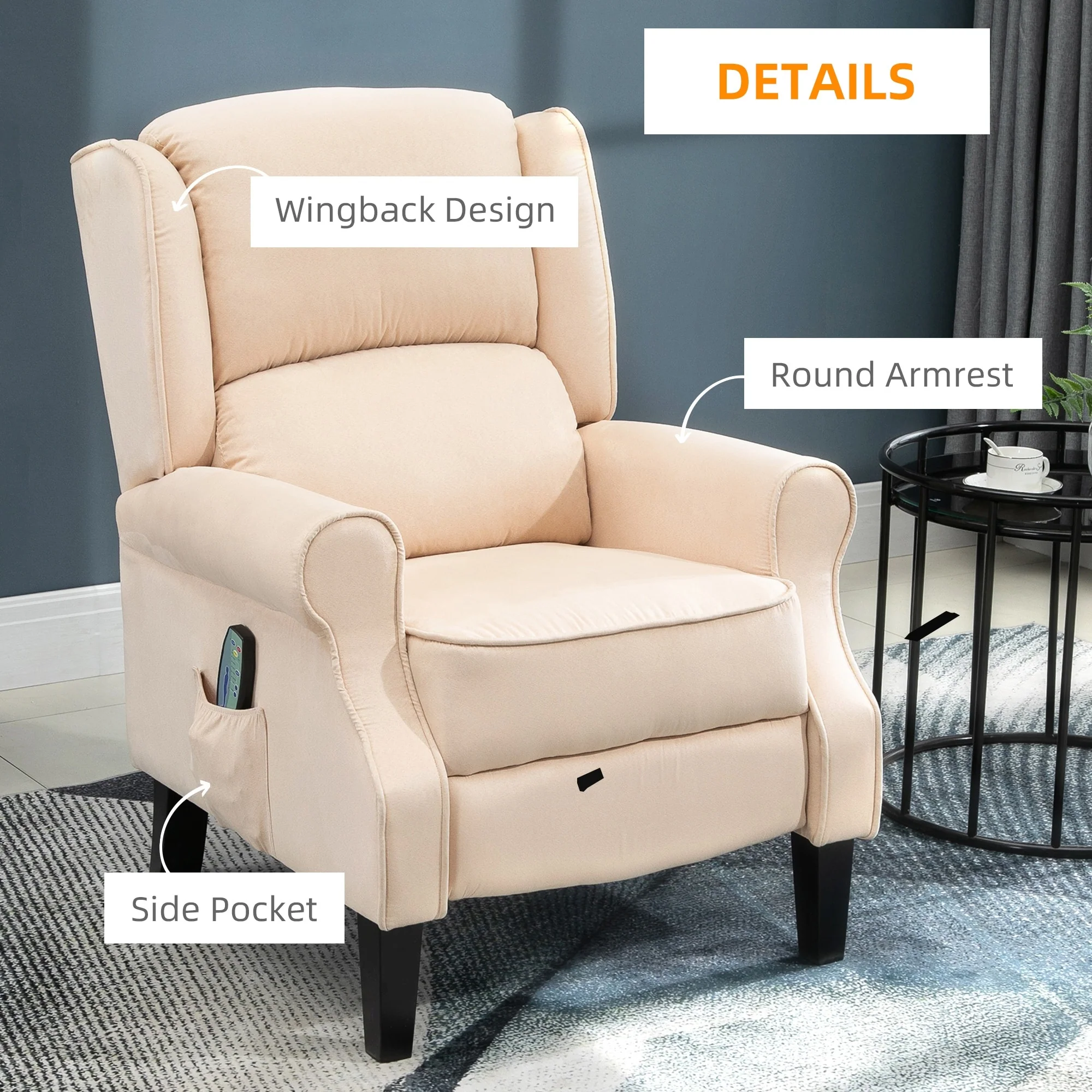 Massage Recliner Sofa with Heat Function, Remote Control
