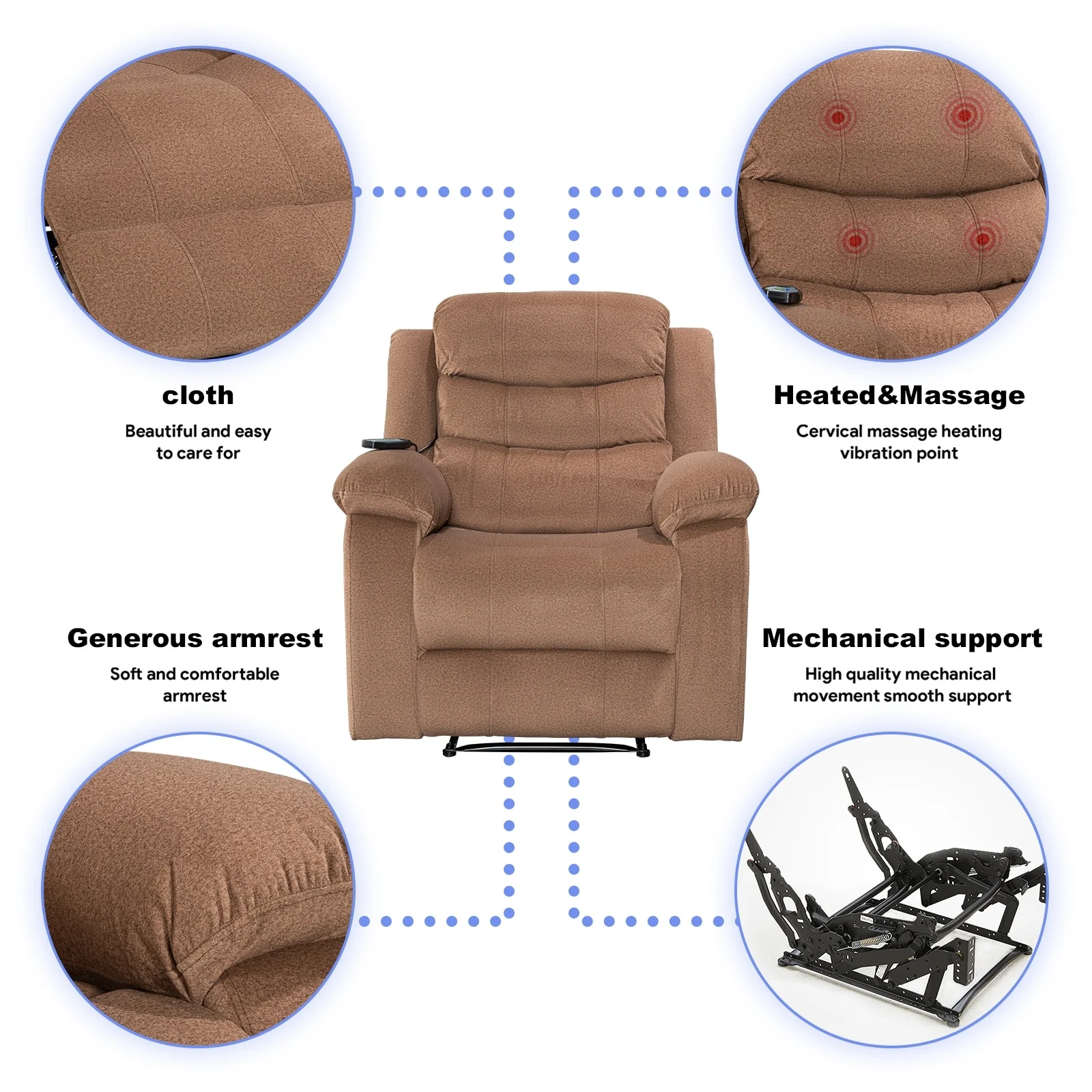 Super Soft Manual Heated and Massage Recliner Chair