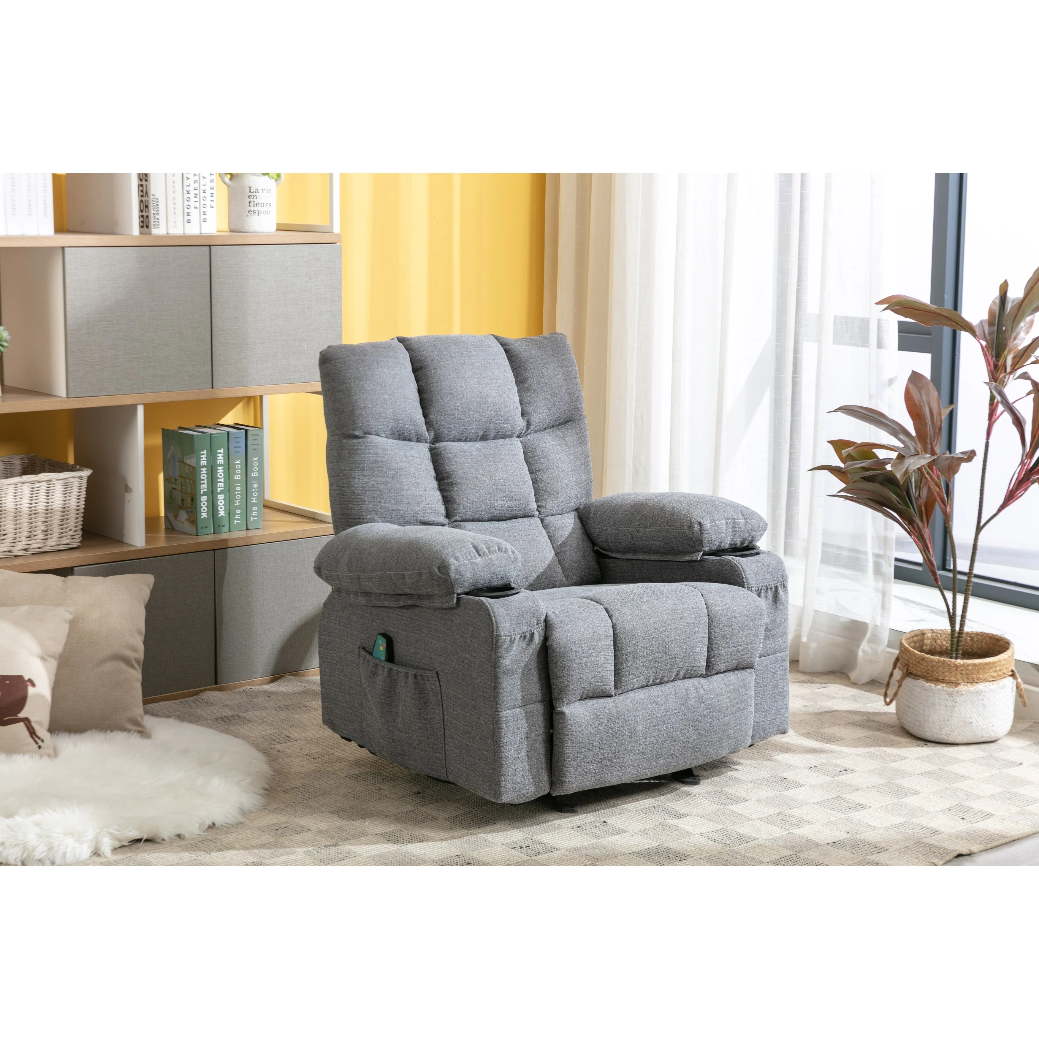 Adjustable Recliner Chair with Massage, Heating, USB Ports, Dual Cup Holders, and Convenient Side Storage