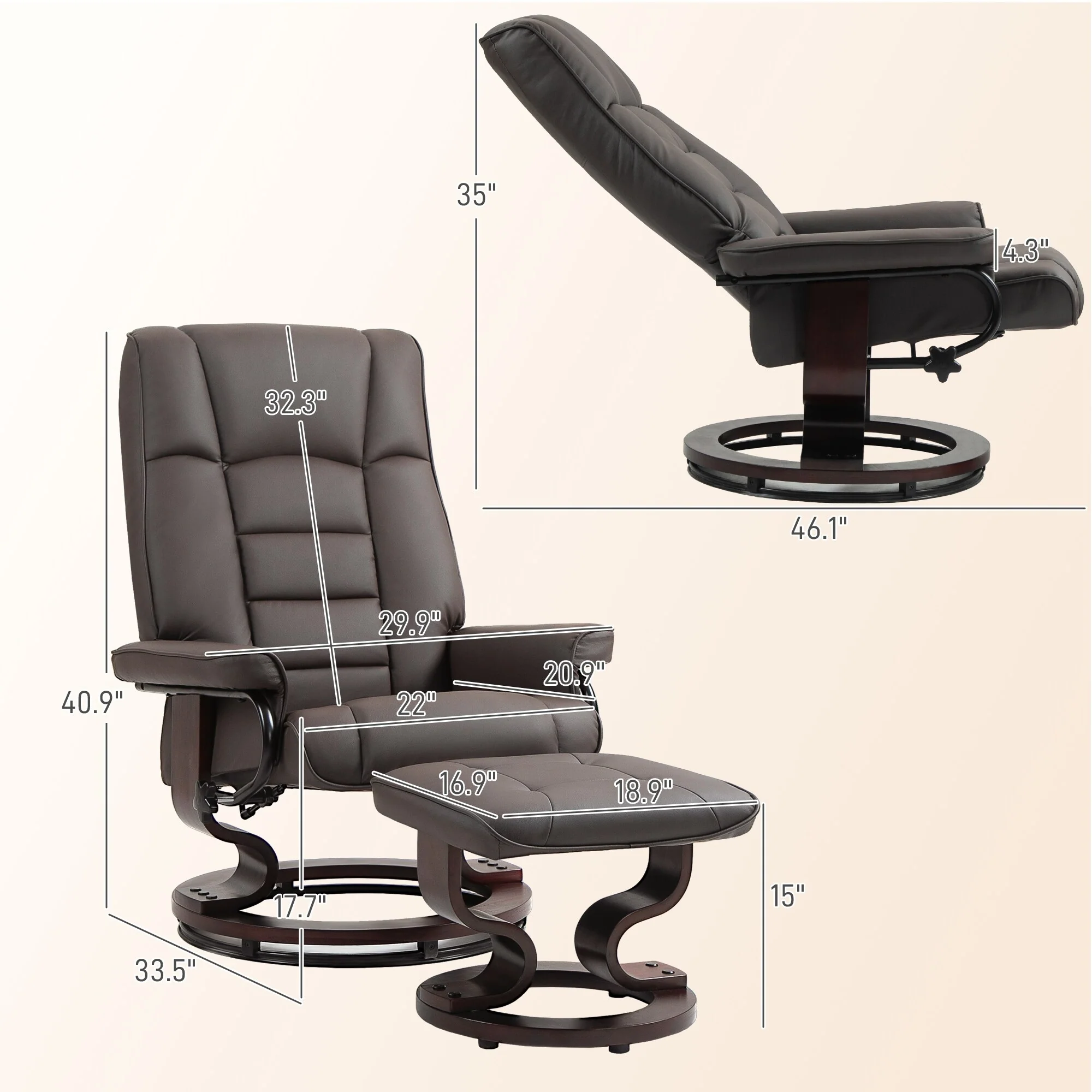 Swivel Recliner Chair and Ottoman