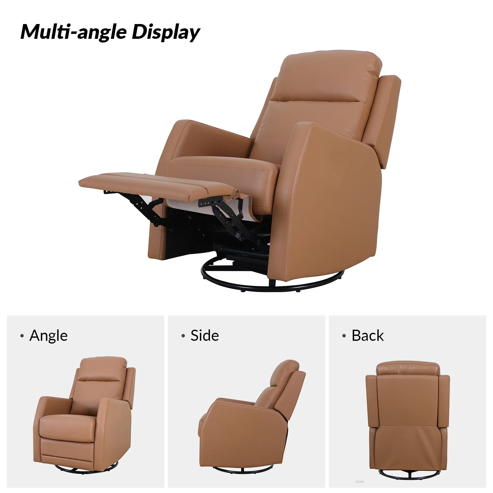 Esteban Modern Faux Leather Manual Rocking Swivel Recliner with Wingback