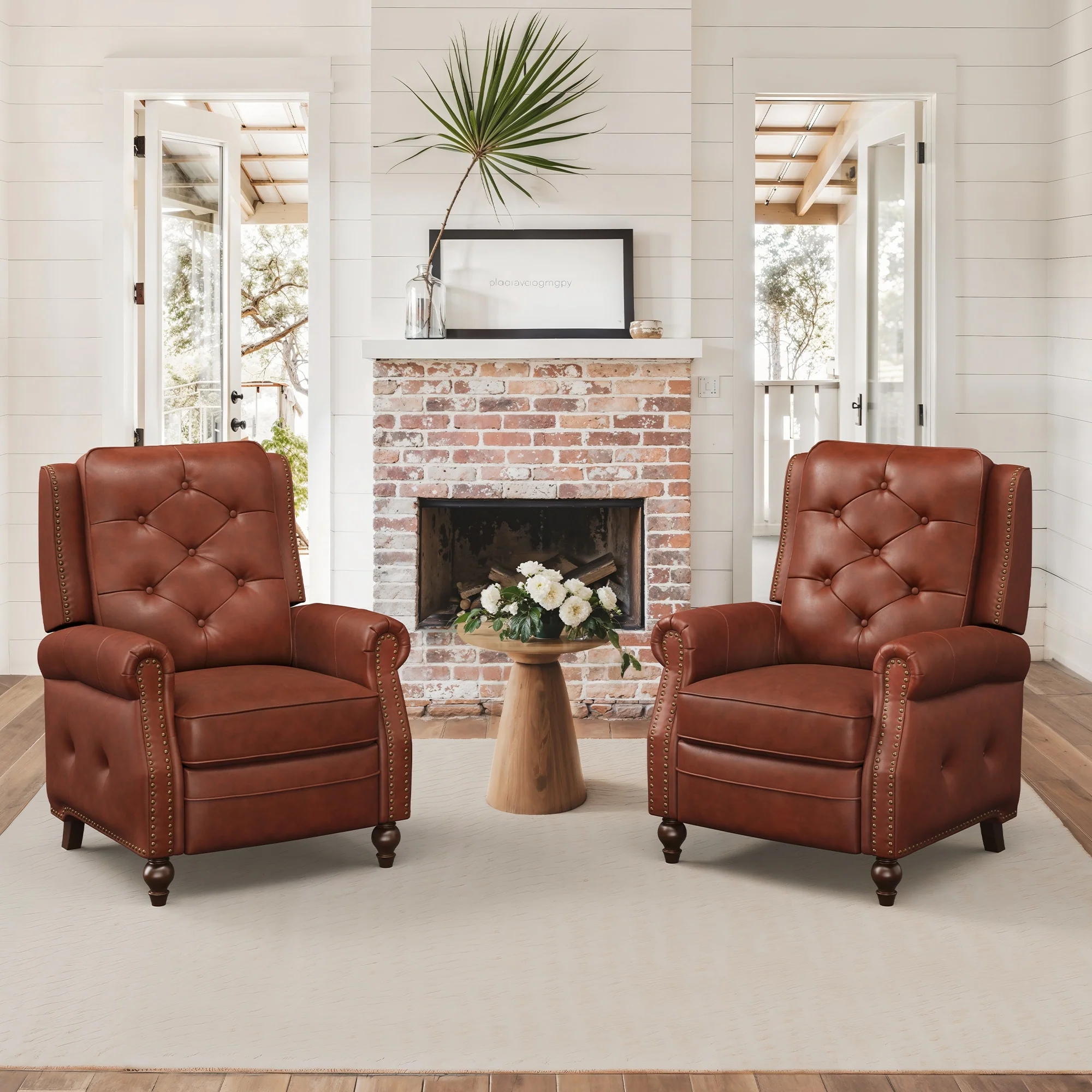 LUE BONA Leather Recliner Chair Accent Chairs for Living Room Set of 2