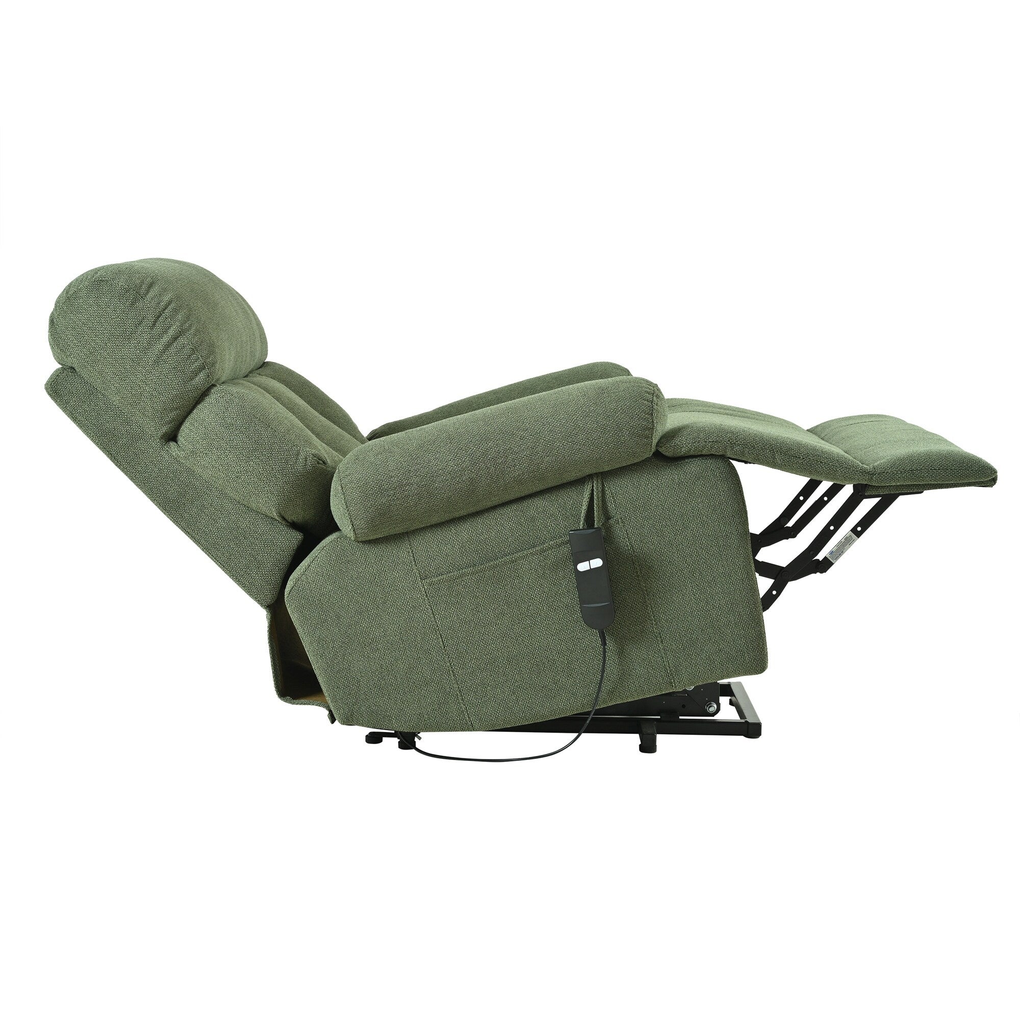 Flannel Power Lift Recliner with Side Pocket