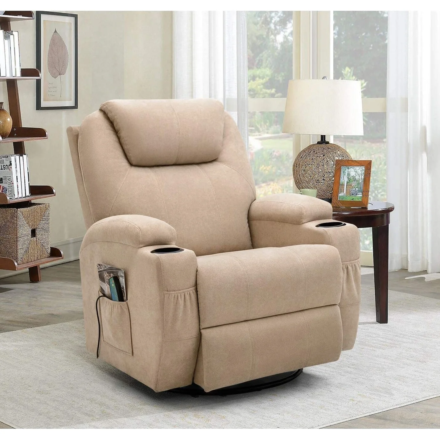 Furniwell Rotary Massage Heated Function Recliner Fabric Whirl