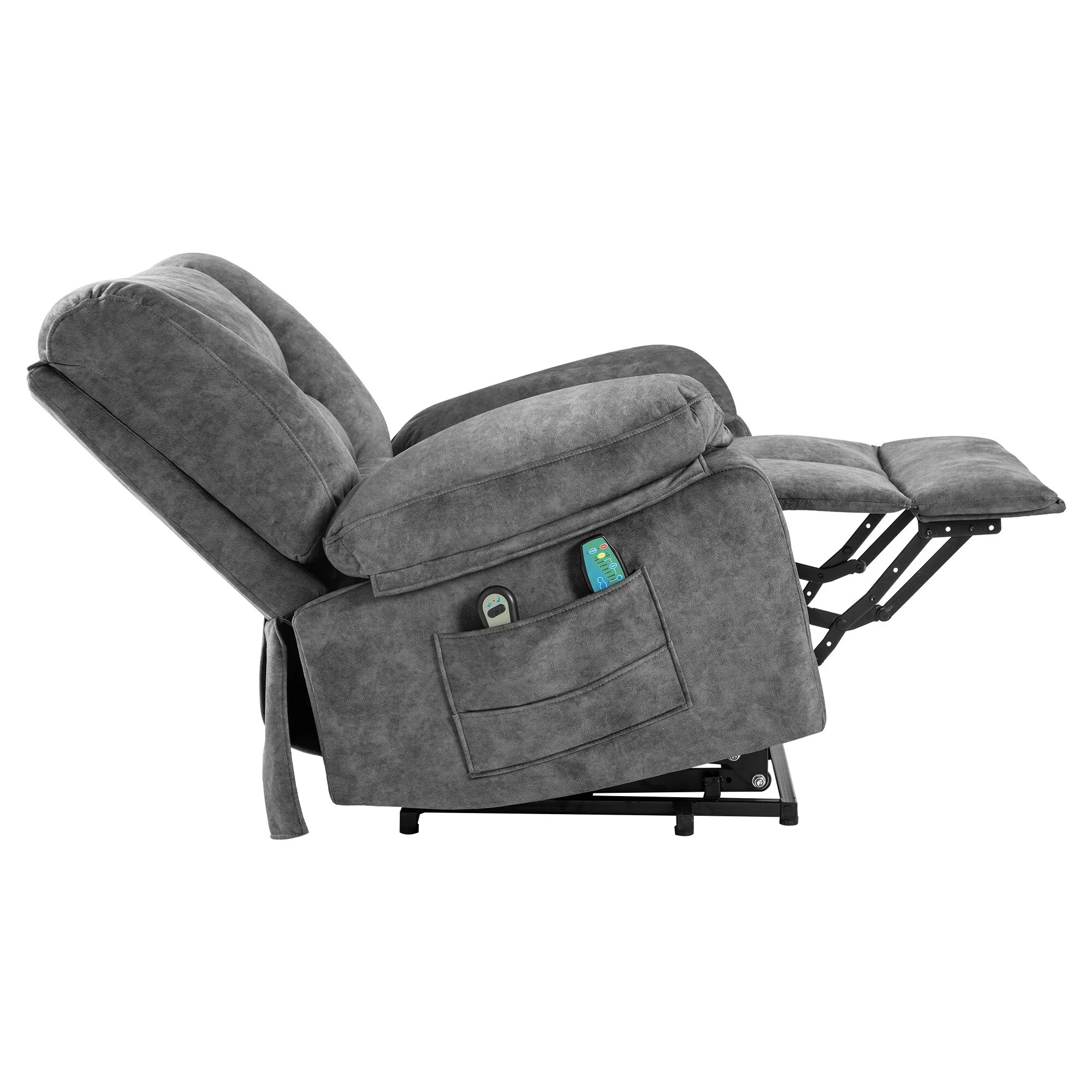 Grey Power Lift Recliner with Massage & Adjustable Positions