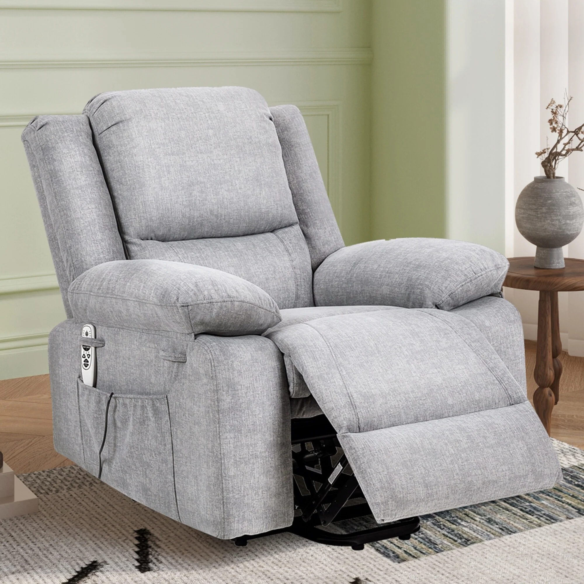 Reclining Lift Chair with Massage, Heating & Remote Control Pockets