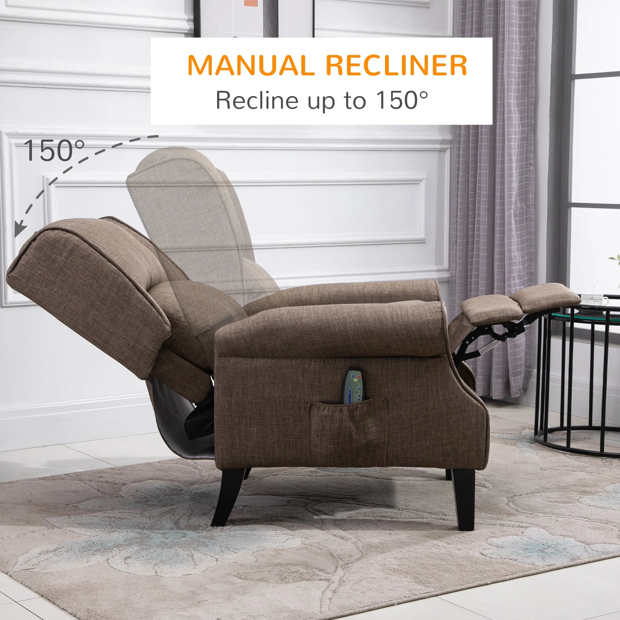 Massage Recliner Sofa with Heat Function, Remote Control