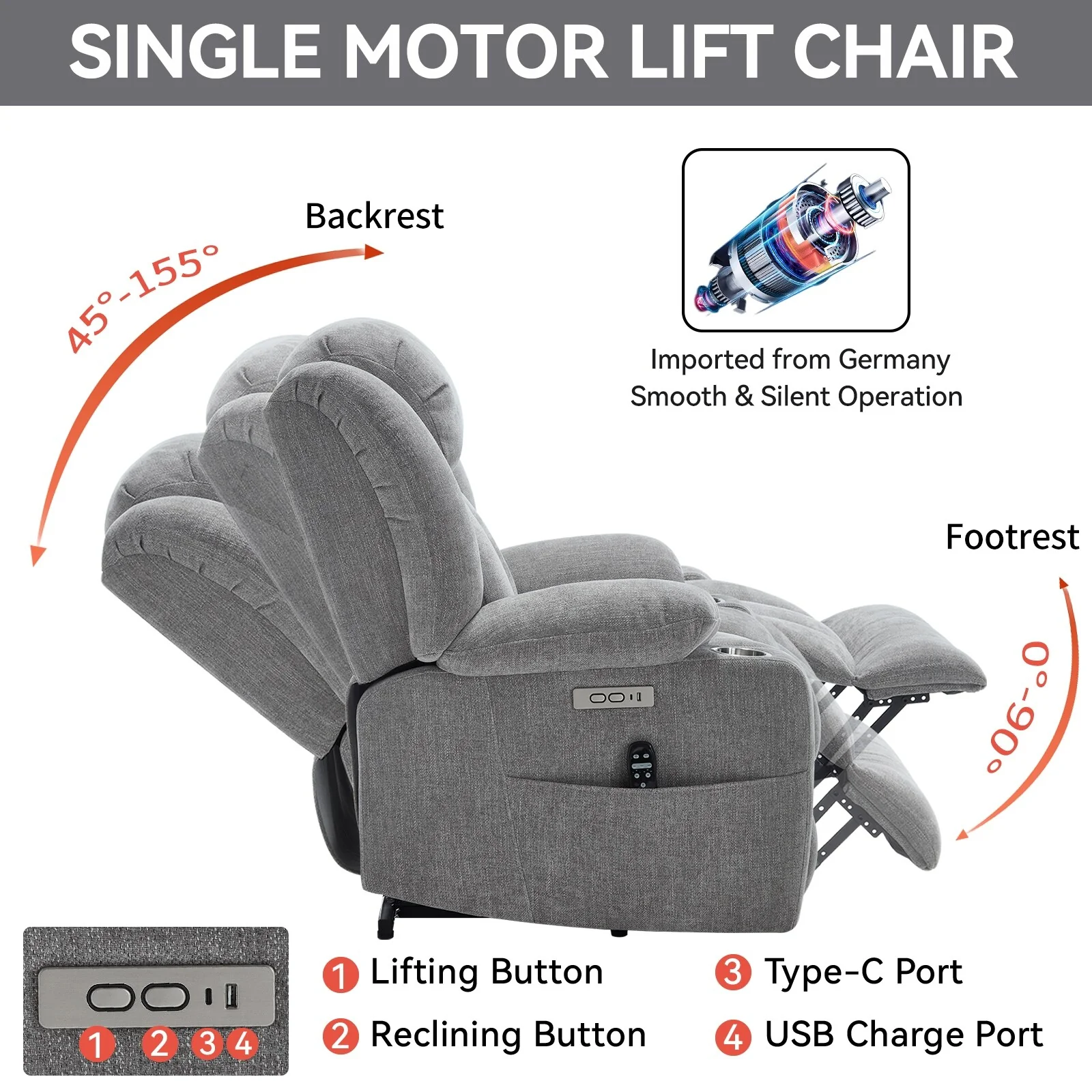 Chenille Power Lift Recliner Chair